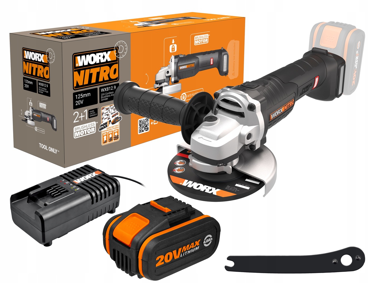 

Szlifierka kątowa Worx WX812.9 WA3604 4.0Ah