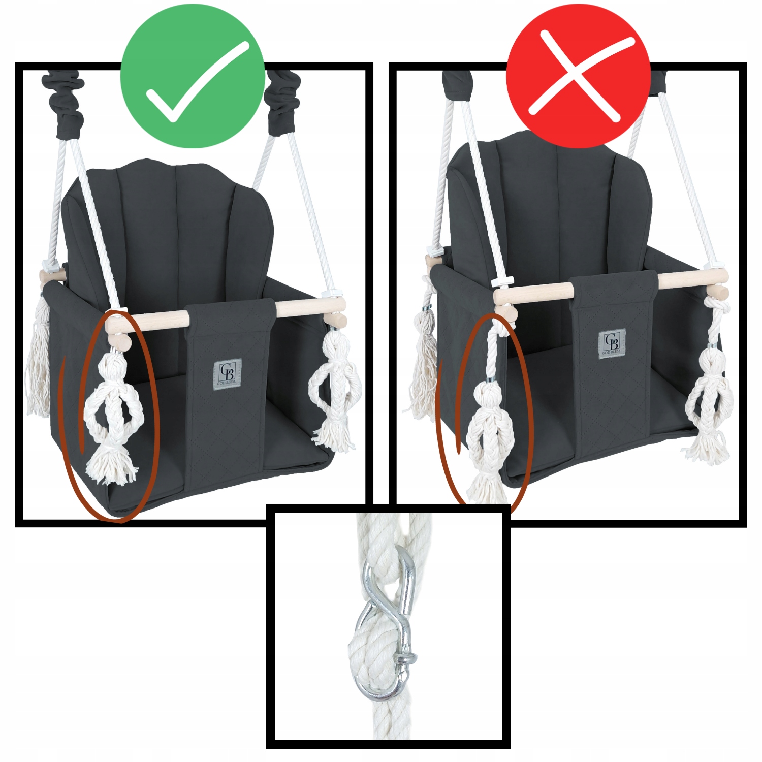 HUŚTAWKA DLA DZIECI DO DOMU REGULOWANA PRODUCENT CERTYFIKAT - CE Szerokość produktu 33 cm