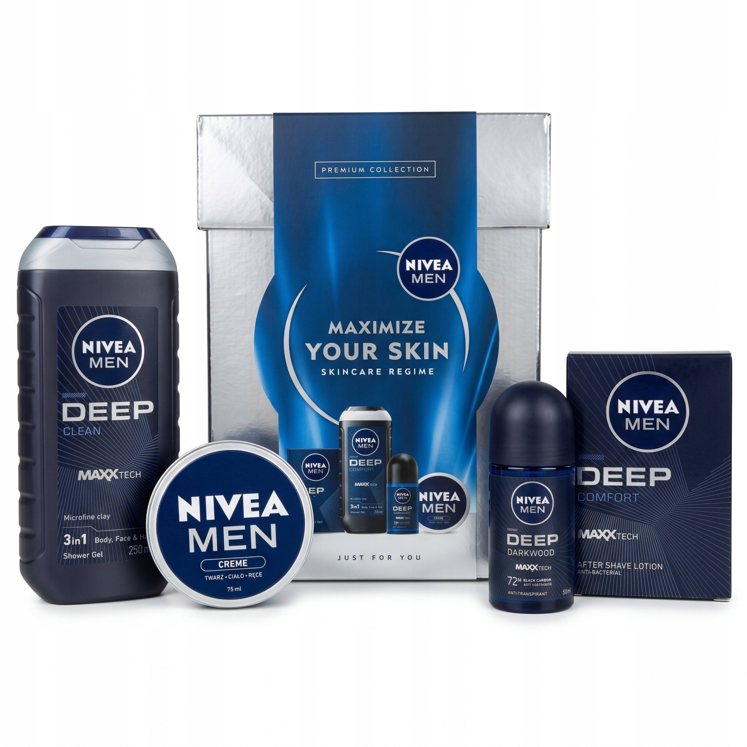 Sada pánských kosmetických přípravků Nivea Men Maximize Your Skin krém gel voda rollon