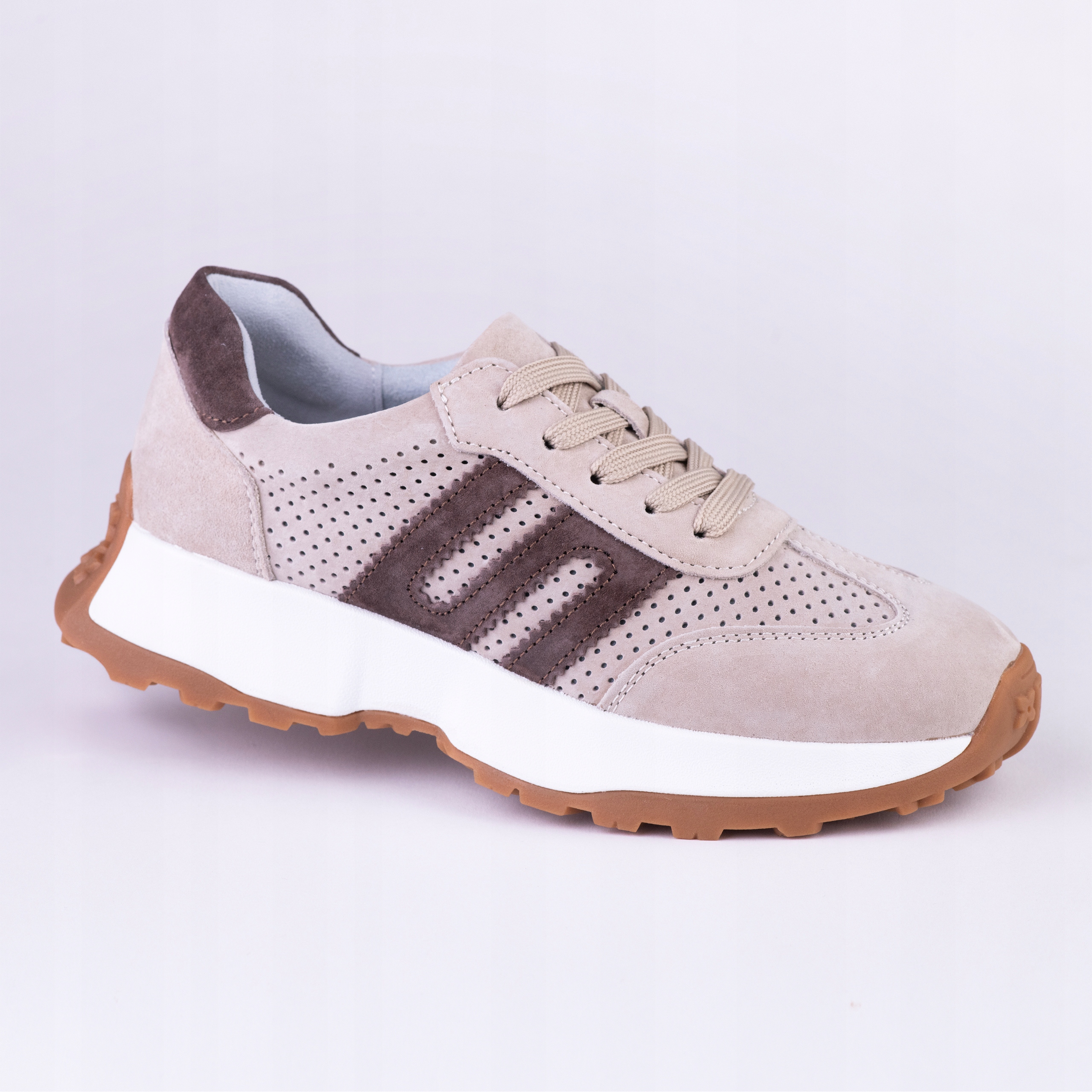 Sportowe Damskie Sneakersy Skórzane Goodin GD-LX1194 skóra ażurek beż 39