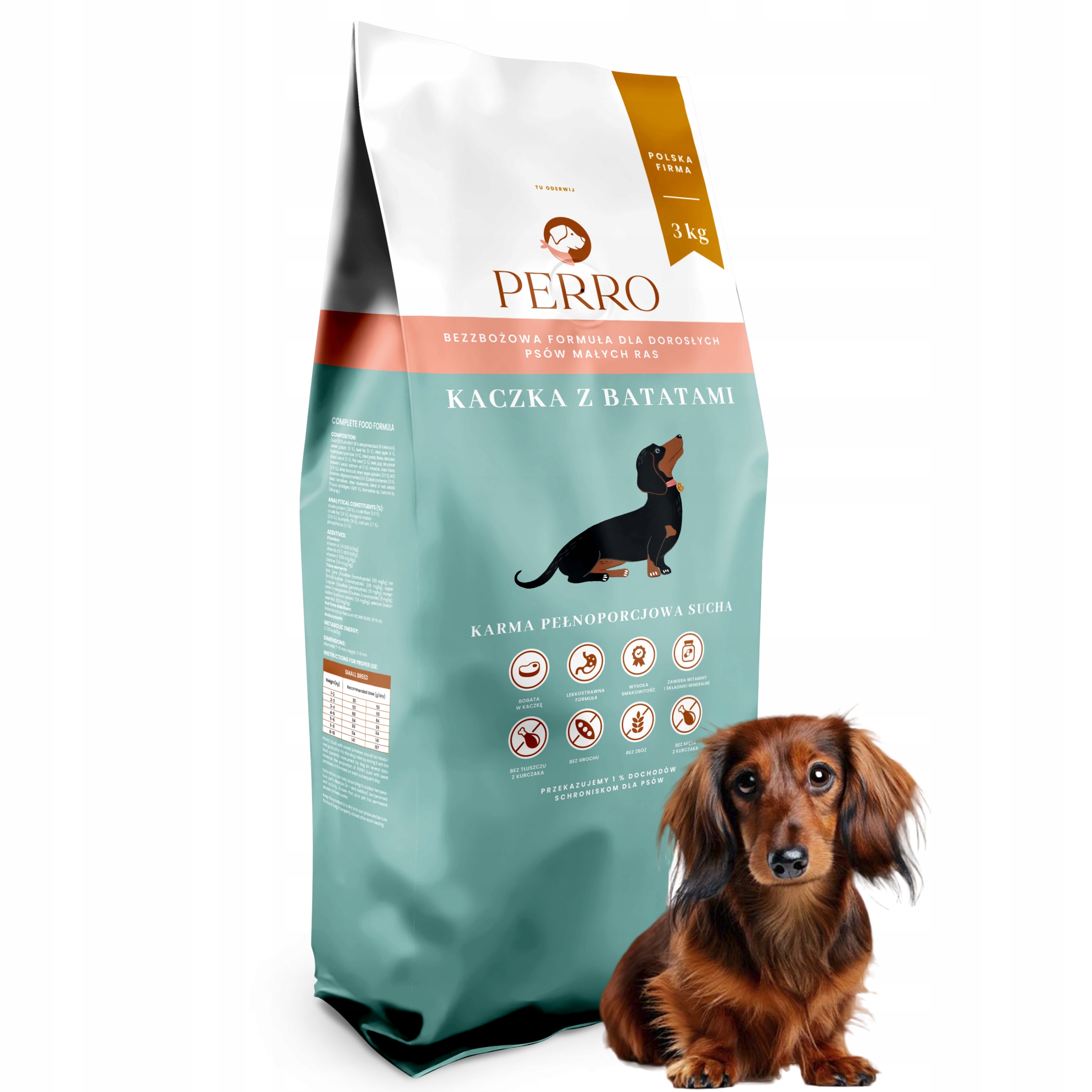 Perro kachna s batáty malé plemeno krmivo pro psa 3 kg