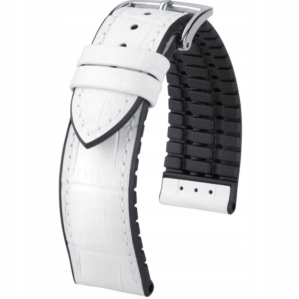 Bílo-černý kožený opasek 18 mm Hirsch Paul 0925028100-2-18 (M)