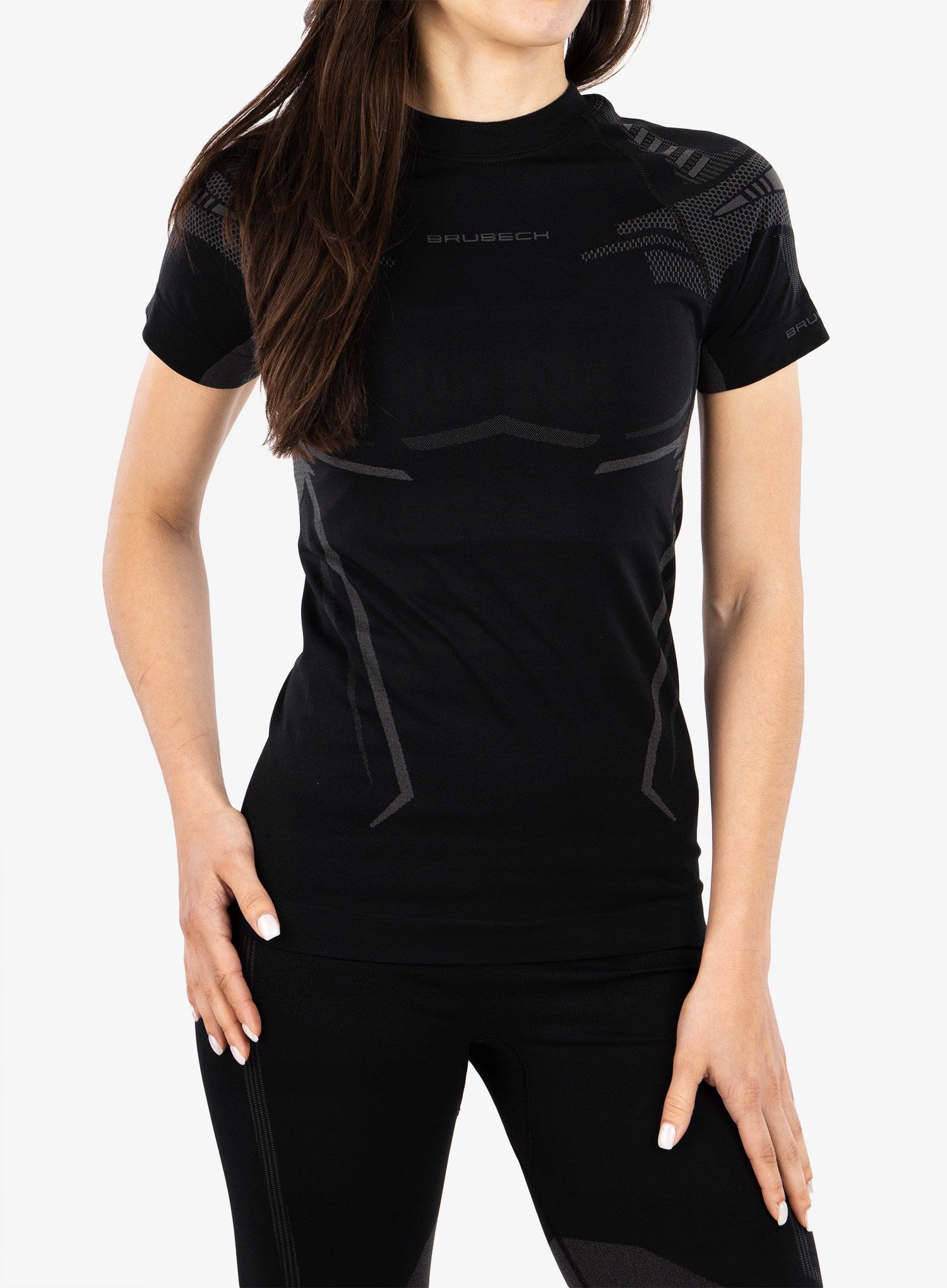 Koszulka termoaktywna damska Brubeck Dry T-shirt blk/graph XL
