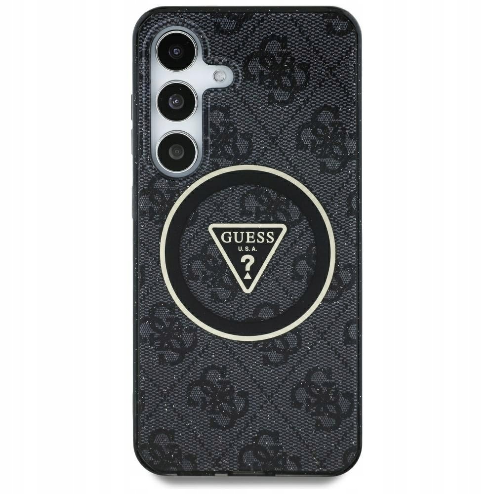 Etui Guess 4G Glitter Triangle ButtonsMagSafe do Samsung Galaxy S25 Ultra c