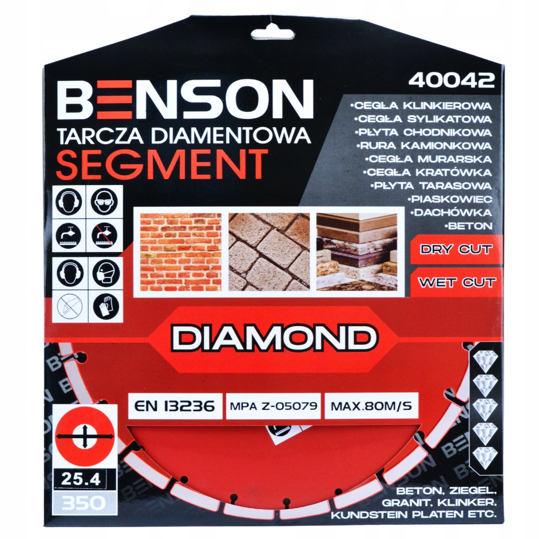 BENSON DIAMOND BLAD 350X25.4 ЦЕГЛА БЕТОН ПІСКОВИК ЧЕРЕПИЦЯ BLACKTOOLS АБРАЗИВНА СЕРІЯ