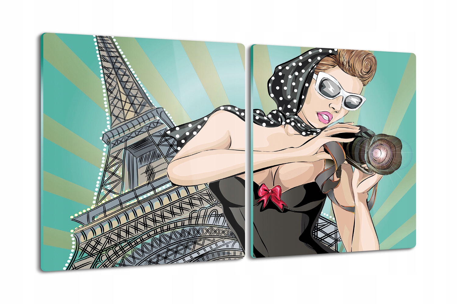 Pevná kuchyňská krájecí deska Tvrzená 2x40x52 Pop art Pařížský fotoaparát