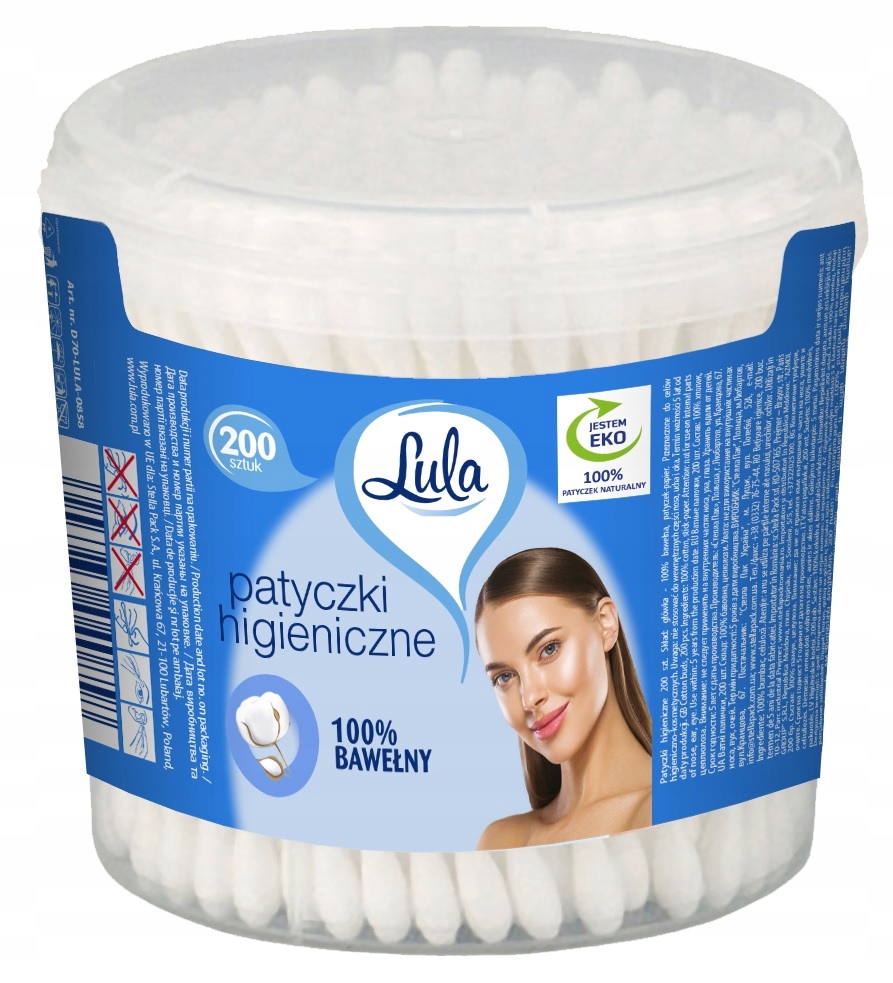 

Lula Patyczki Kosmetyczne 100% bawełny Bio 200szt