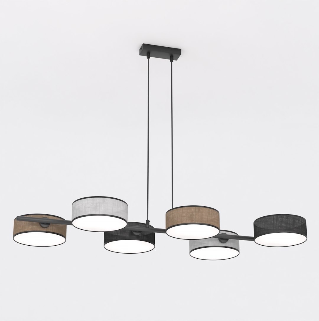 Závěsná lampa Emibig Drumz Černá. hnědá. šedá 6xE14 10W Max Led regulace