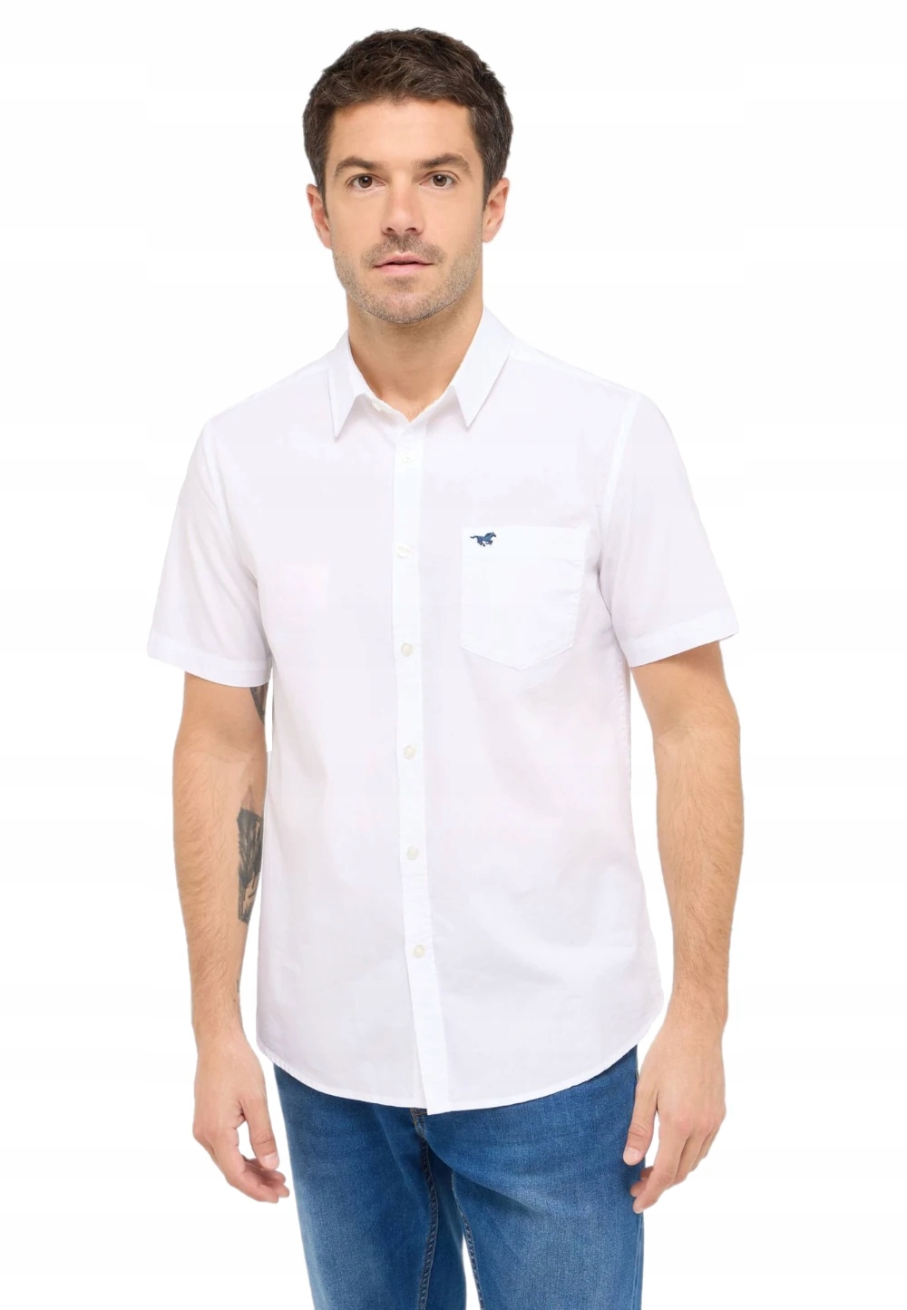 Mustang pánská elegantní košile s krátkým rukávem, bílá, velikost M