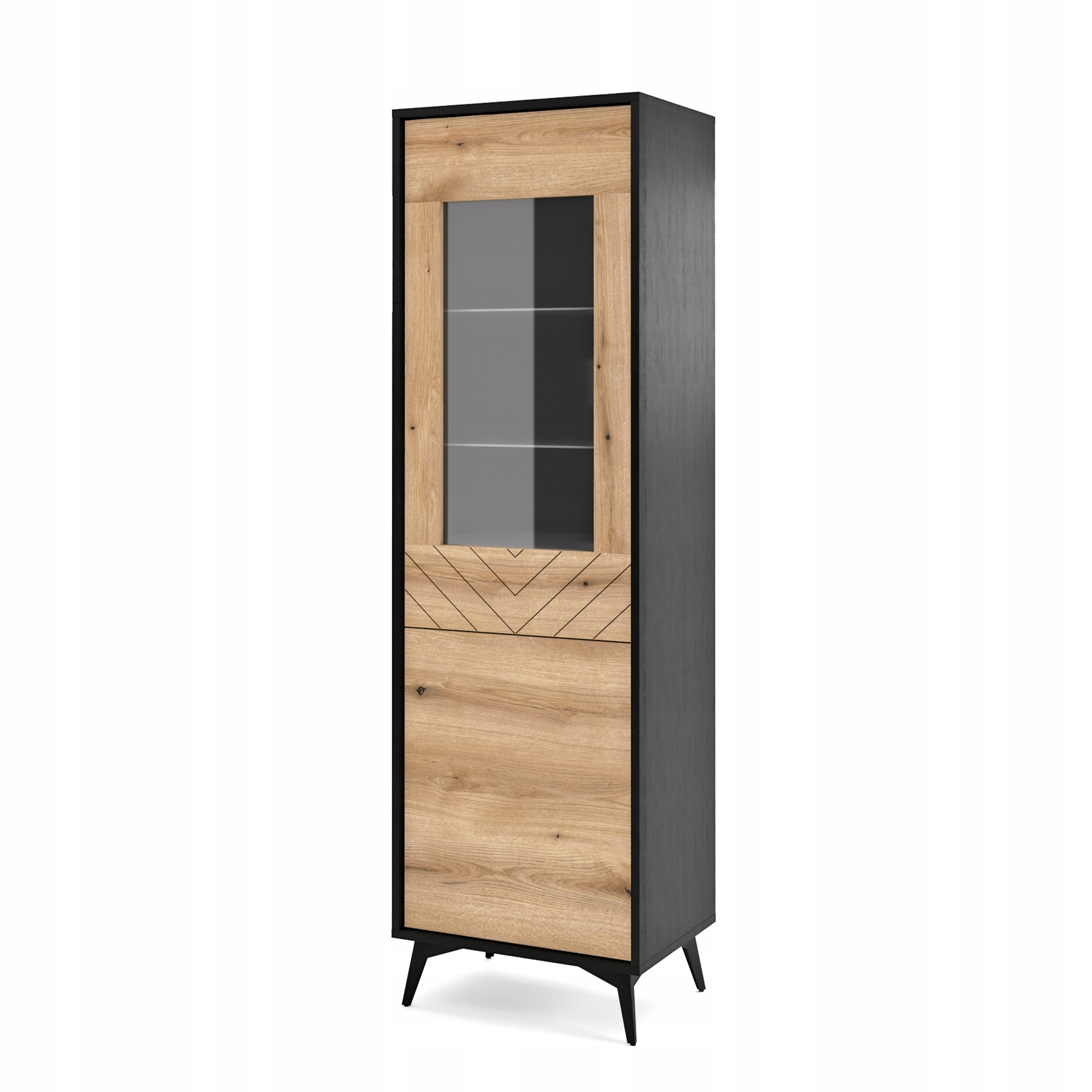 Dvoudveřová vitrína Boulia Černá/Dub Jedle