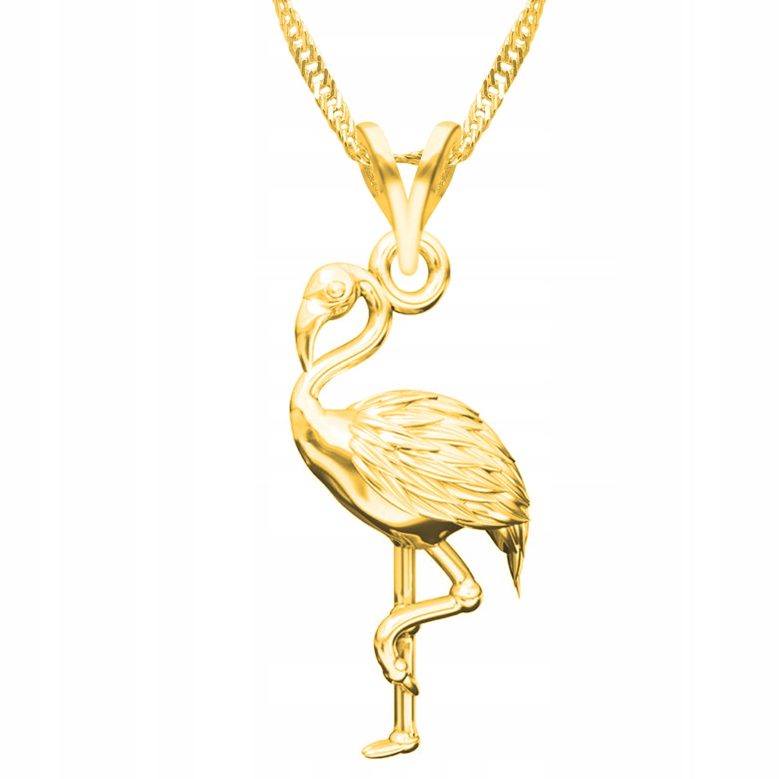 Zlatý náhrdelník s plameňákem labutí Pták Plameňák Labuť Stříbro 925
