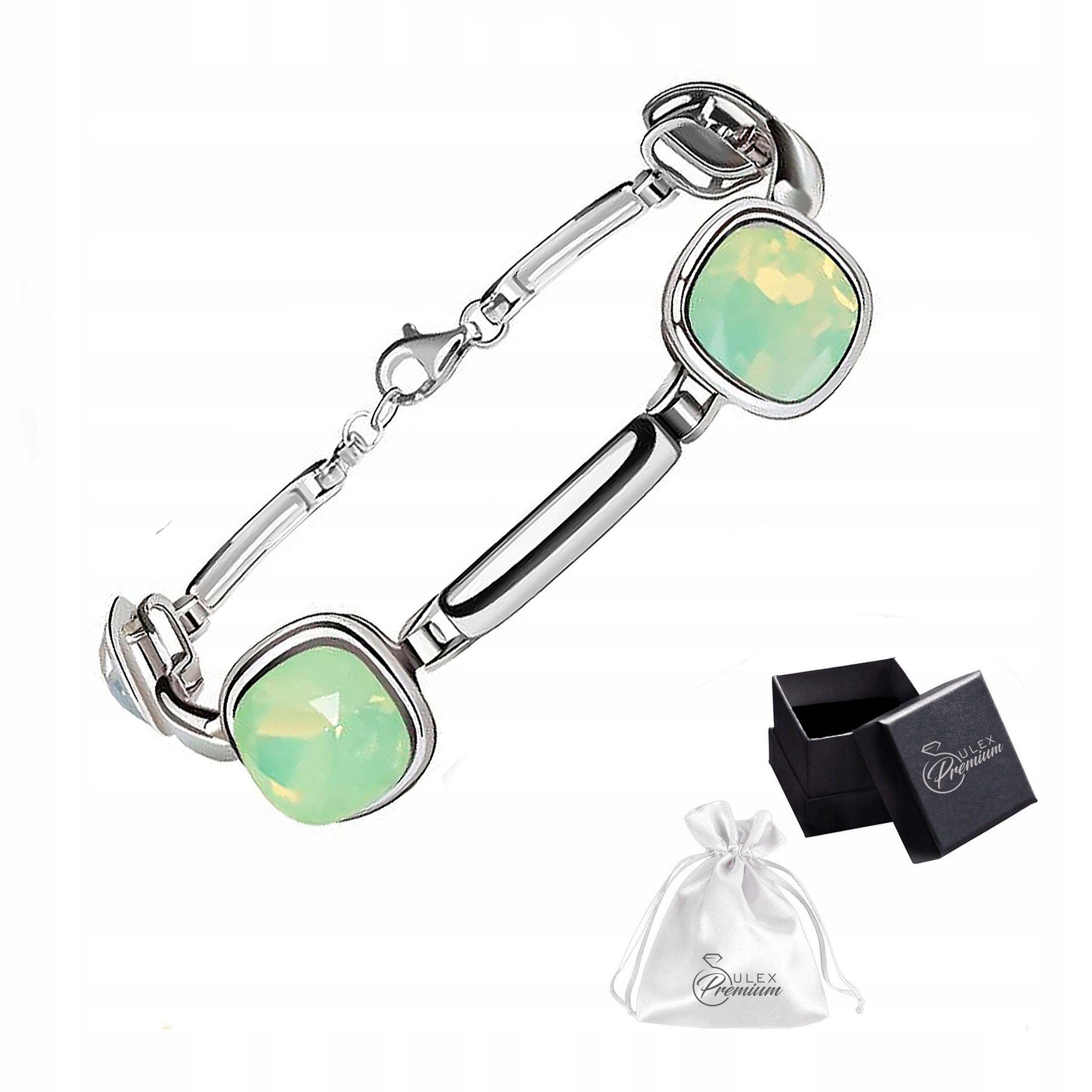 Náramek stříbro 925 Elegantní Dámský Náramek Křišťál Chrysolite Opal