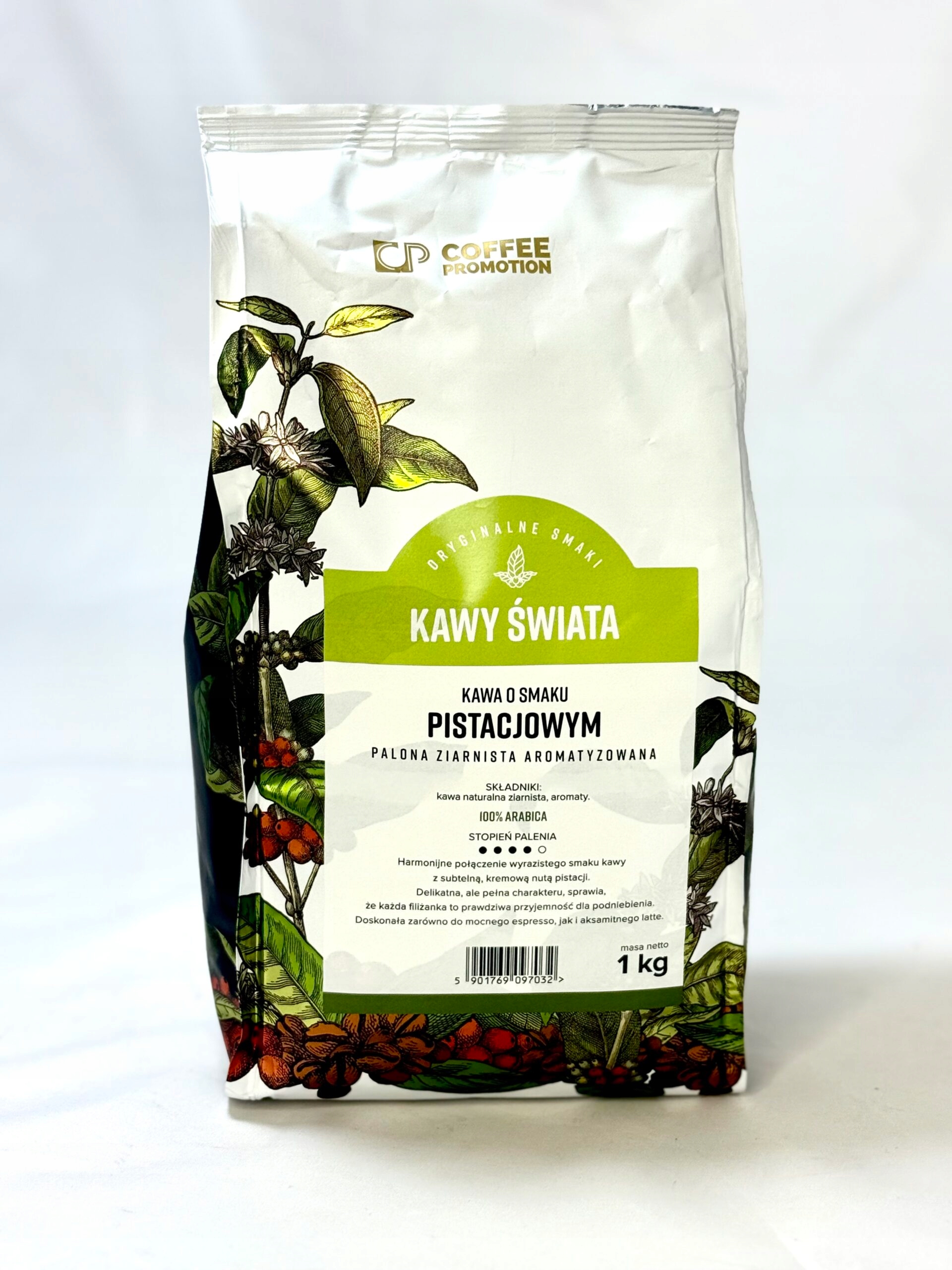 Káva s příchutí pistáciové kávy světa Arabica 100% – zrno 1 kg