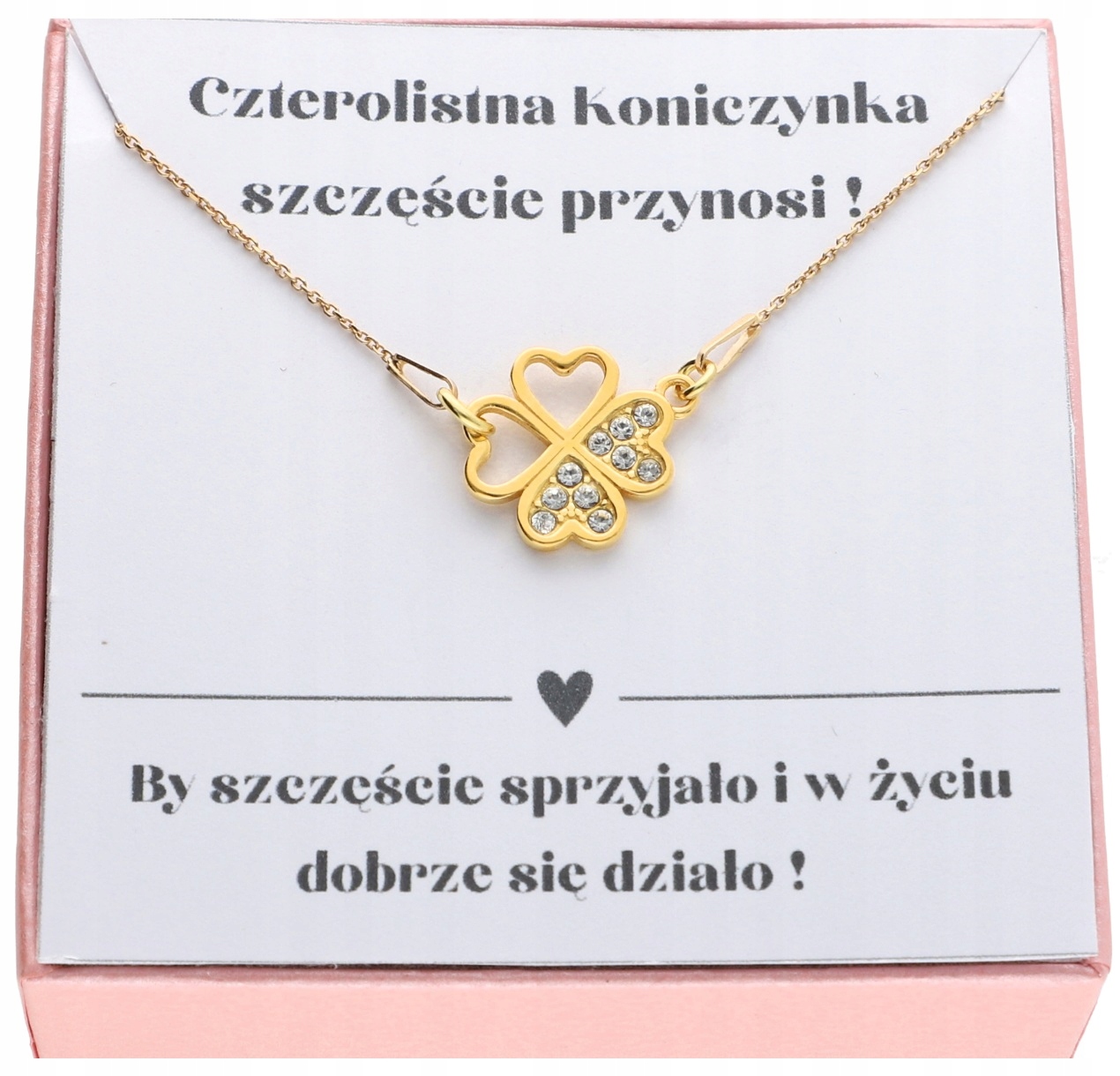 Zlatý náhrdelník pro štěstí s jetelem, pozlacený Stříbro 925 jako dárek