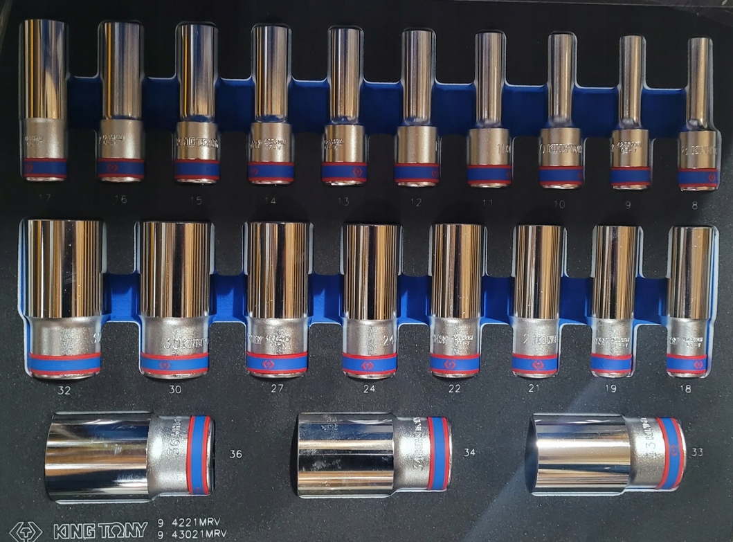 King Tony Dlhé Nástavce Sada 1/2'' 6 Uhlová 8 36MM 21 Ks Na Kočík Eva