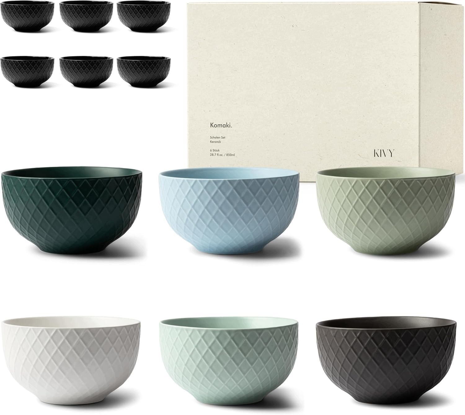 Misky Na Müsli 6 Ks 850 ML Keramické Pastel Mat Velké Do Polévek
