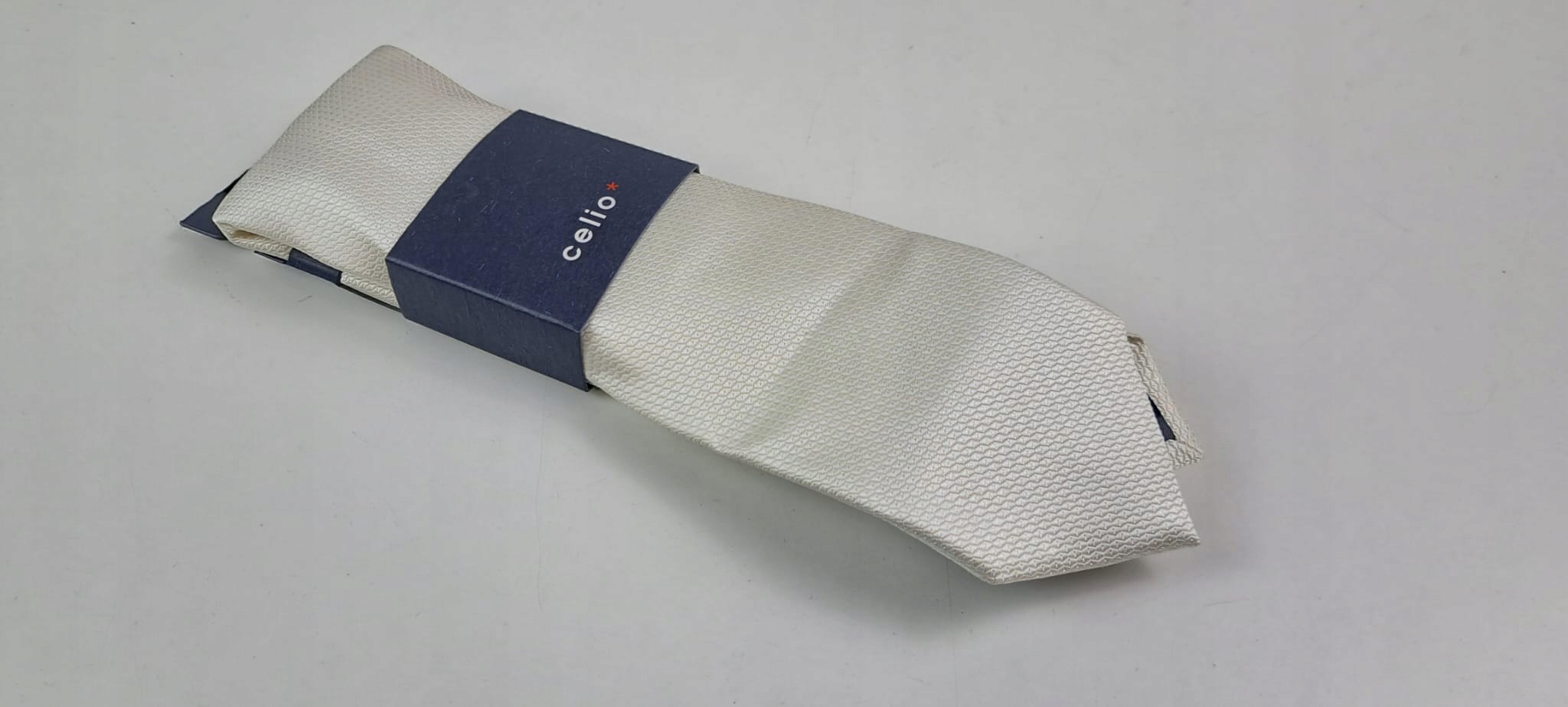 Celio Krawat Męski Jedwab Ritiewhite White