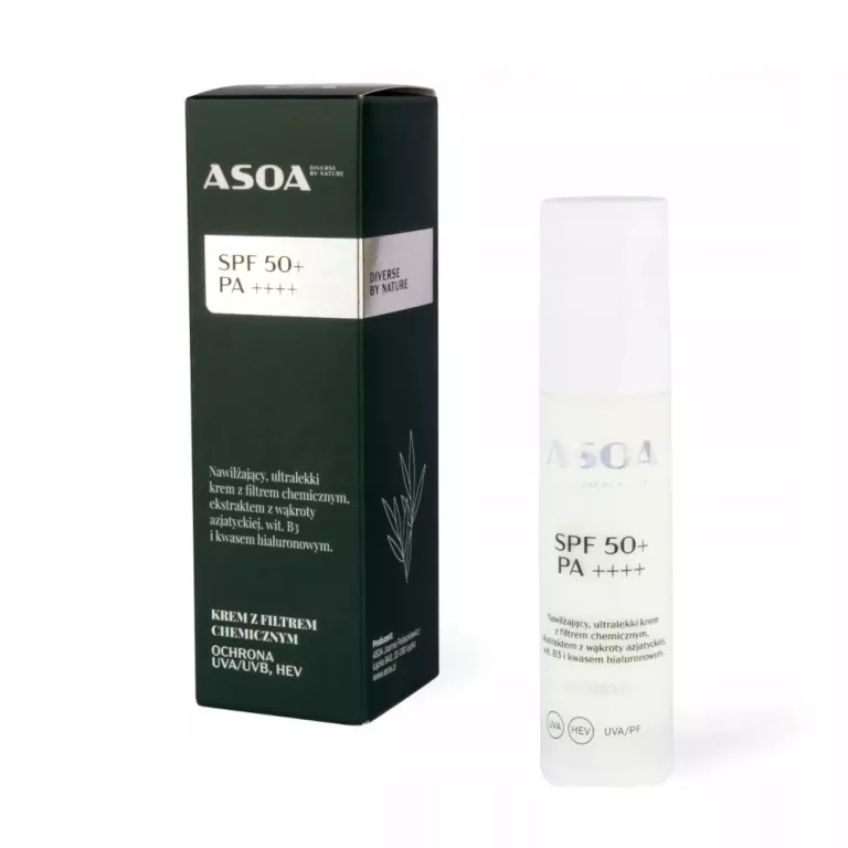 Asoa Krem Z Filtrem Chemicznym Spf 50+ Pa++++ 50 ML. 01/2028R.