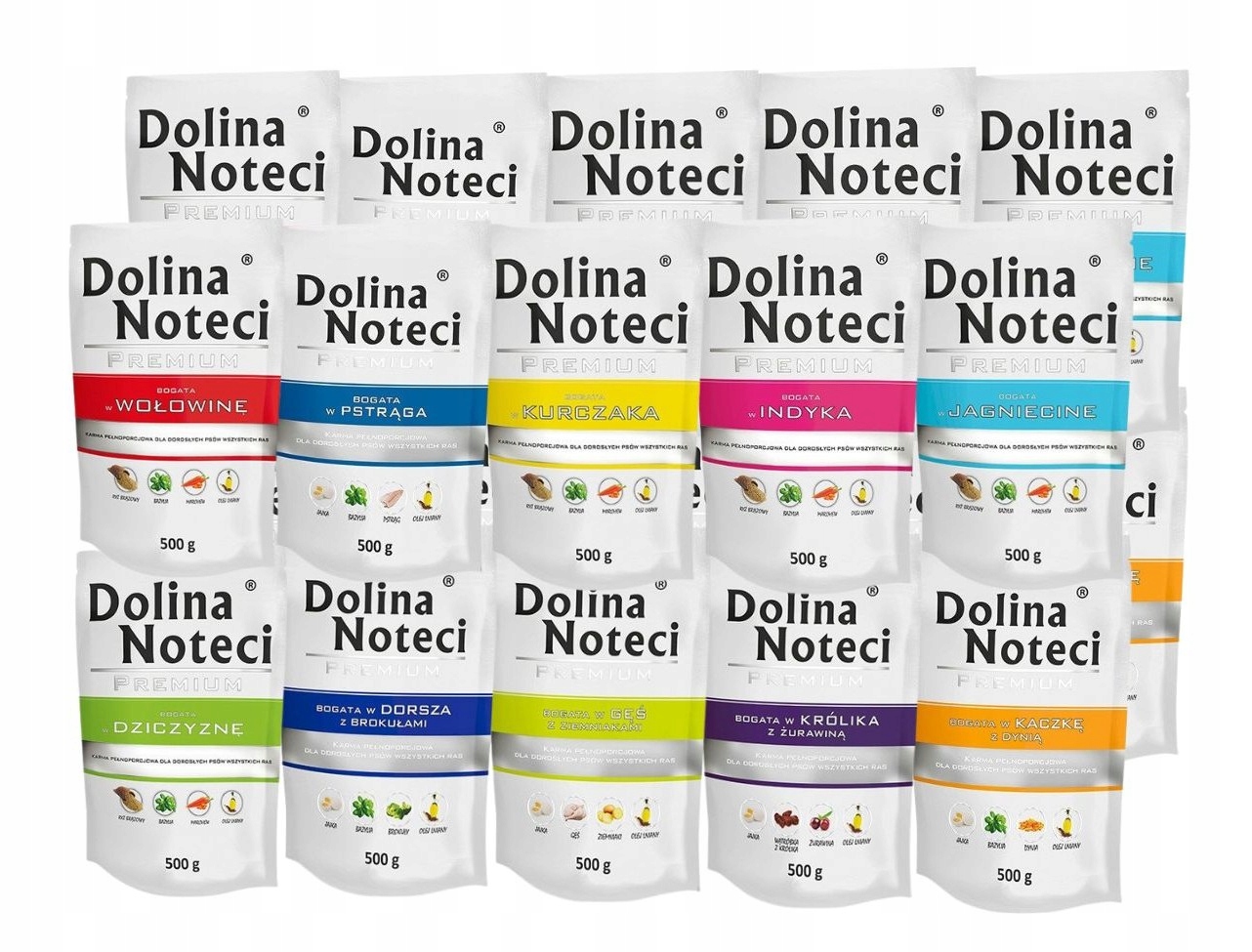 Levně Vlhké krmivo pro psy Dolina Noteci Premium mix chutí 20x500 g