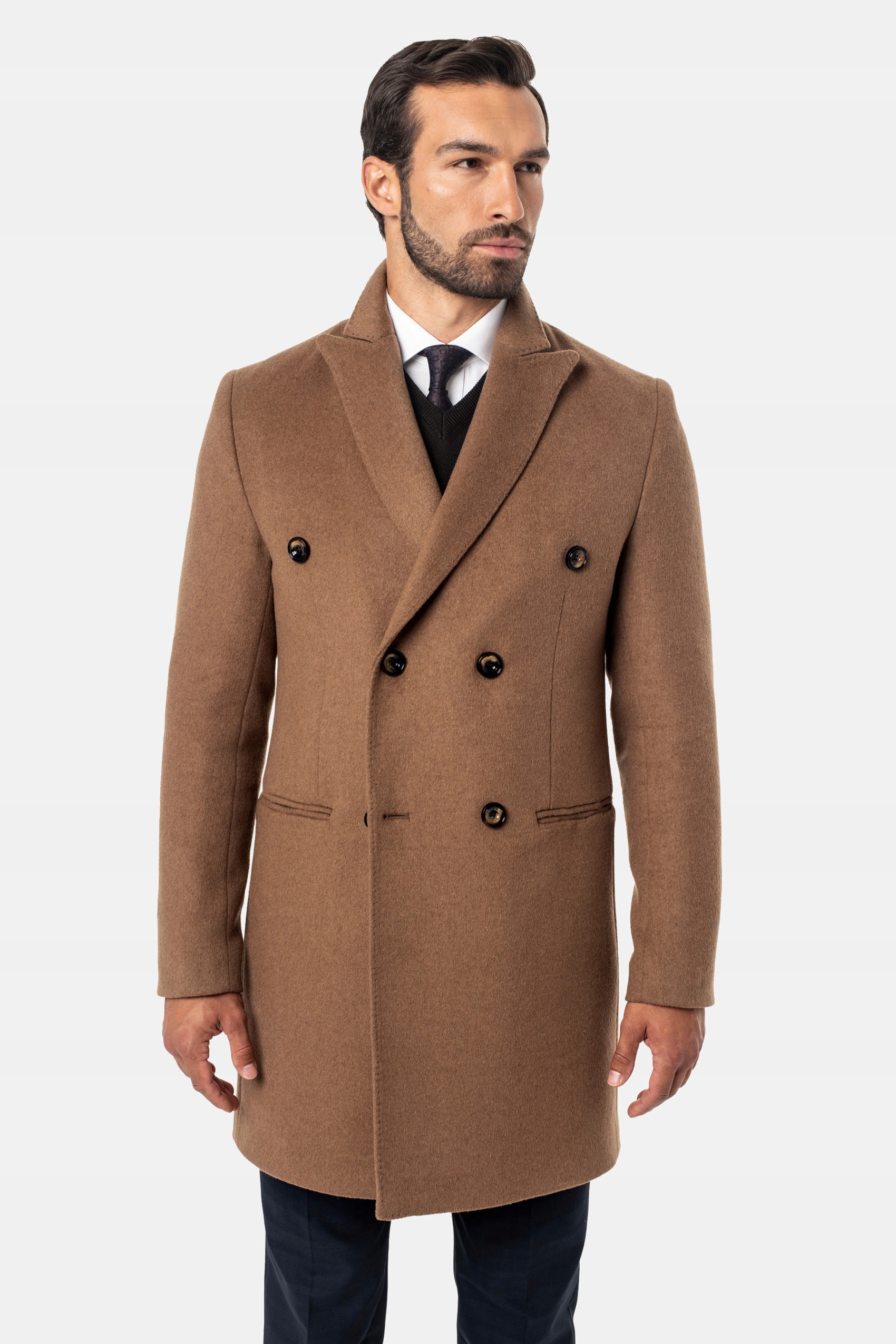 PŁASZCZ MĘSKI WEŁNIANY WINCENT KAMELOWY 52