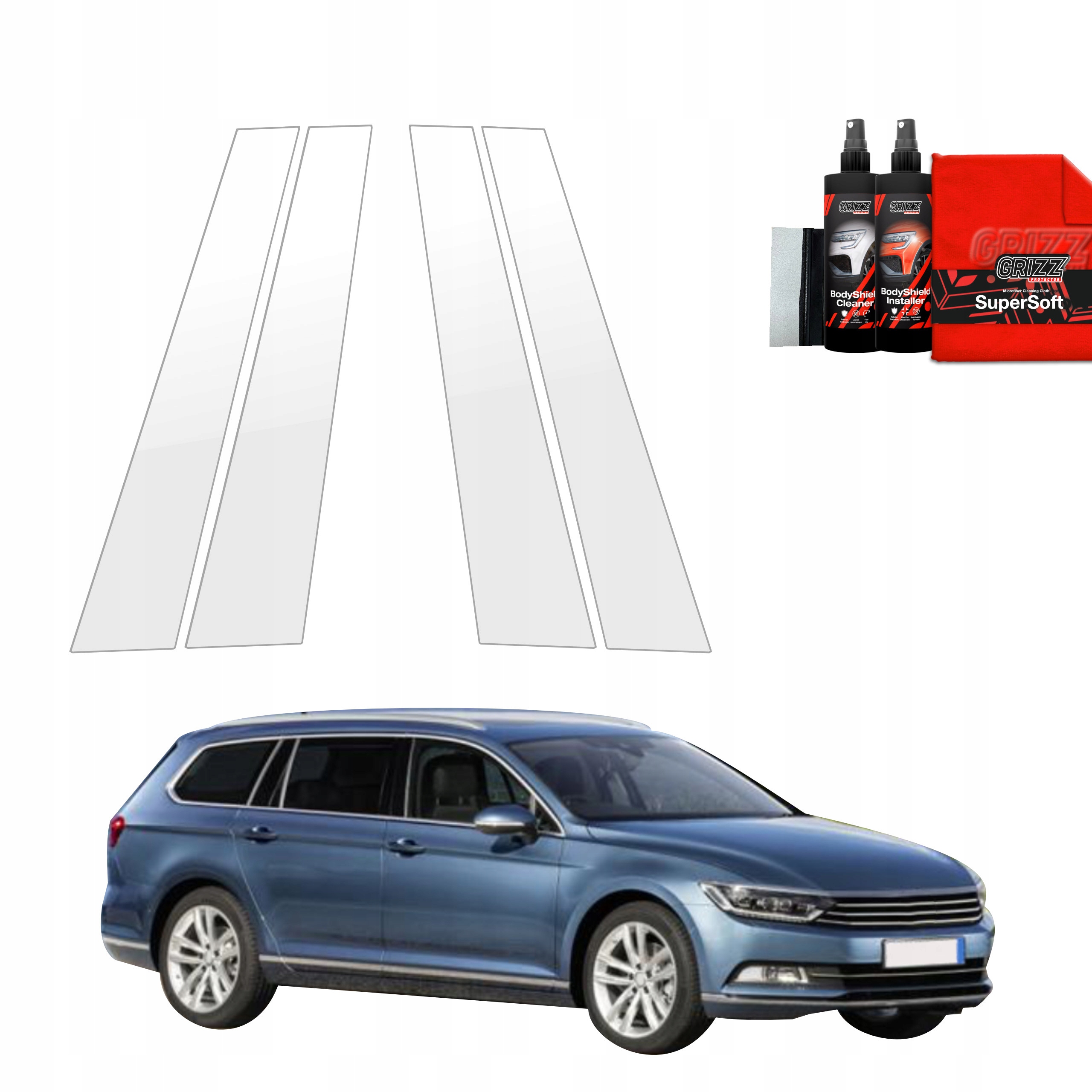 4v1 Fólie Ppf dýha na sloupky pro Volkswagen Passat B8 Kombi (2014-2022)
