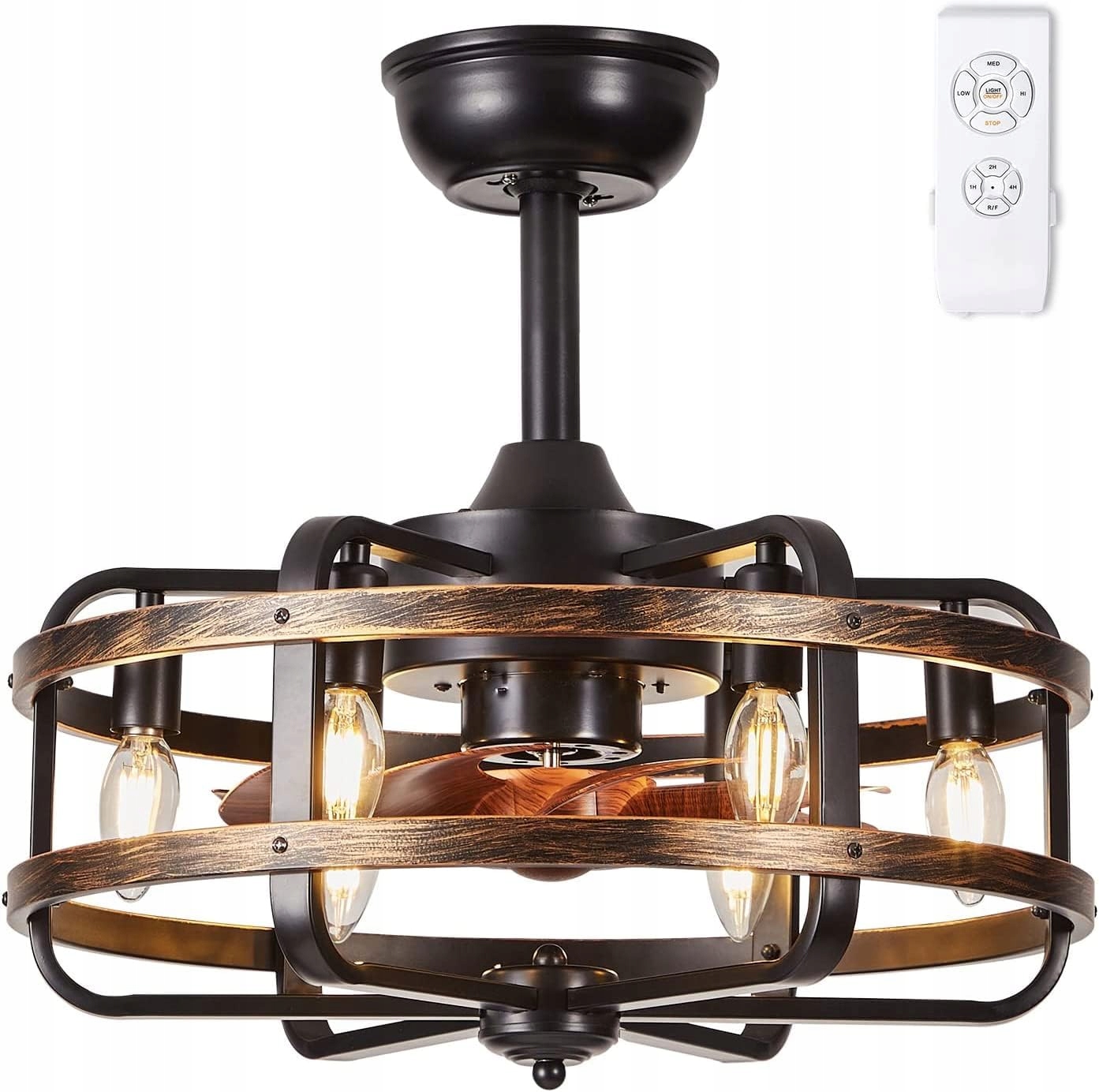Izowe Stropný ventilátor vo vintage štýle, 3 rýchlosti, tichý, E14 x 6