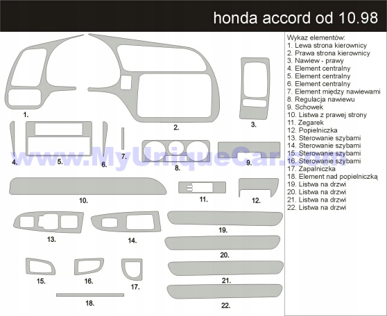 HONDA ACCORD 98 OKLEINY KOKPITU PANEL OKLEINA 3D Width 40 cm
