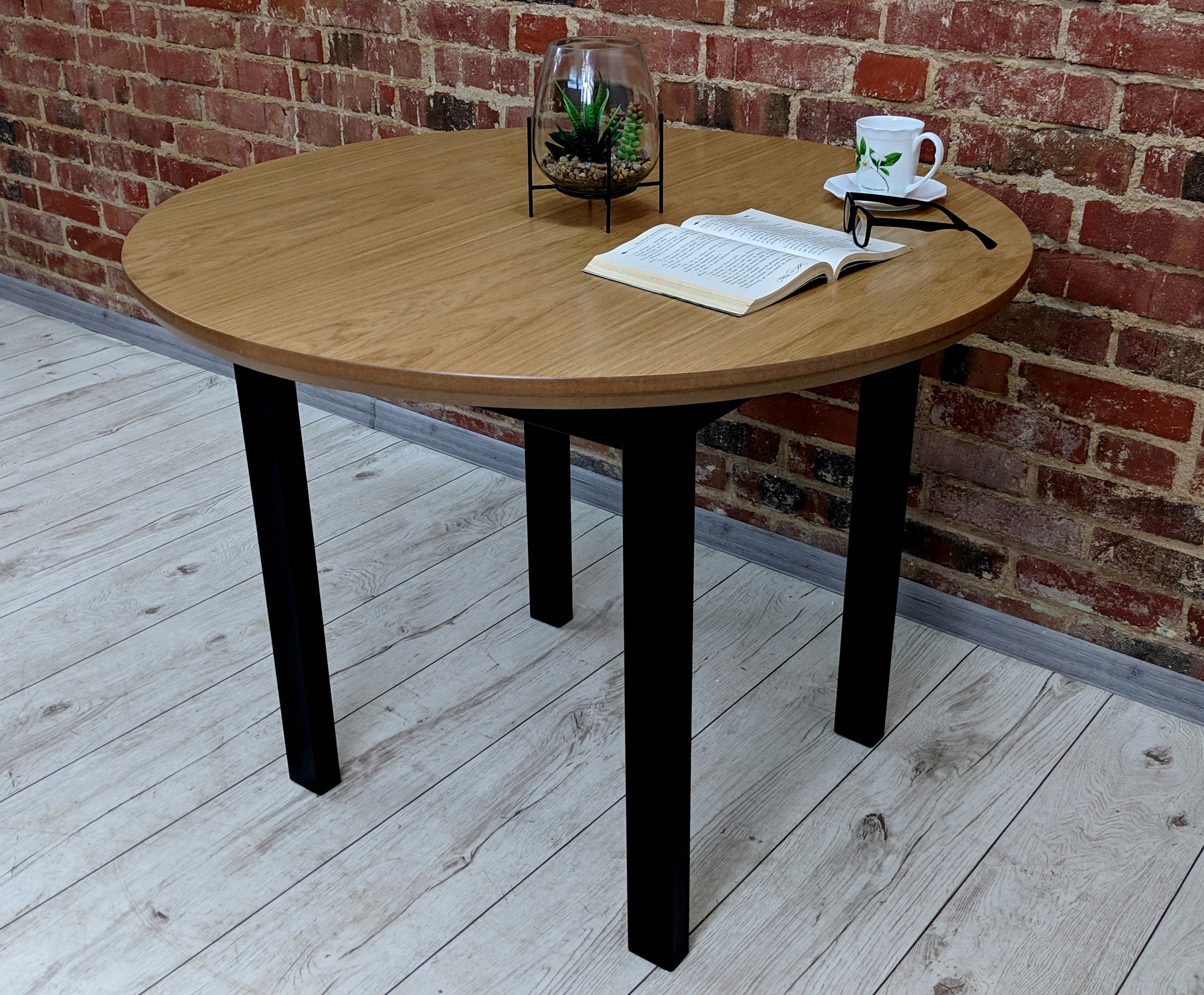 Stół rozkładany okrągły 100/130 loft skandynawski Kształt blatu okrągły