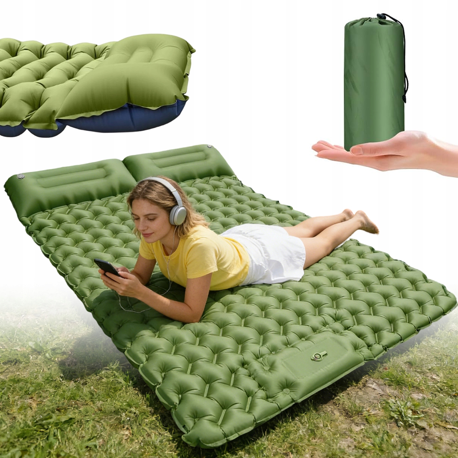 Dwuosobowa Kemping Mata Pompka Materac Namiot 195x120cm 10CM Grubości