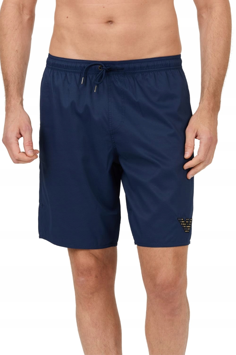 Emporio Armani Tmavě modré plavky De bain logo brodé 52
