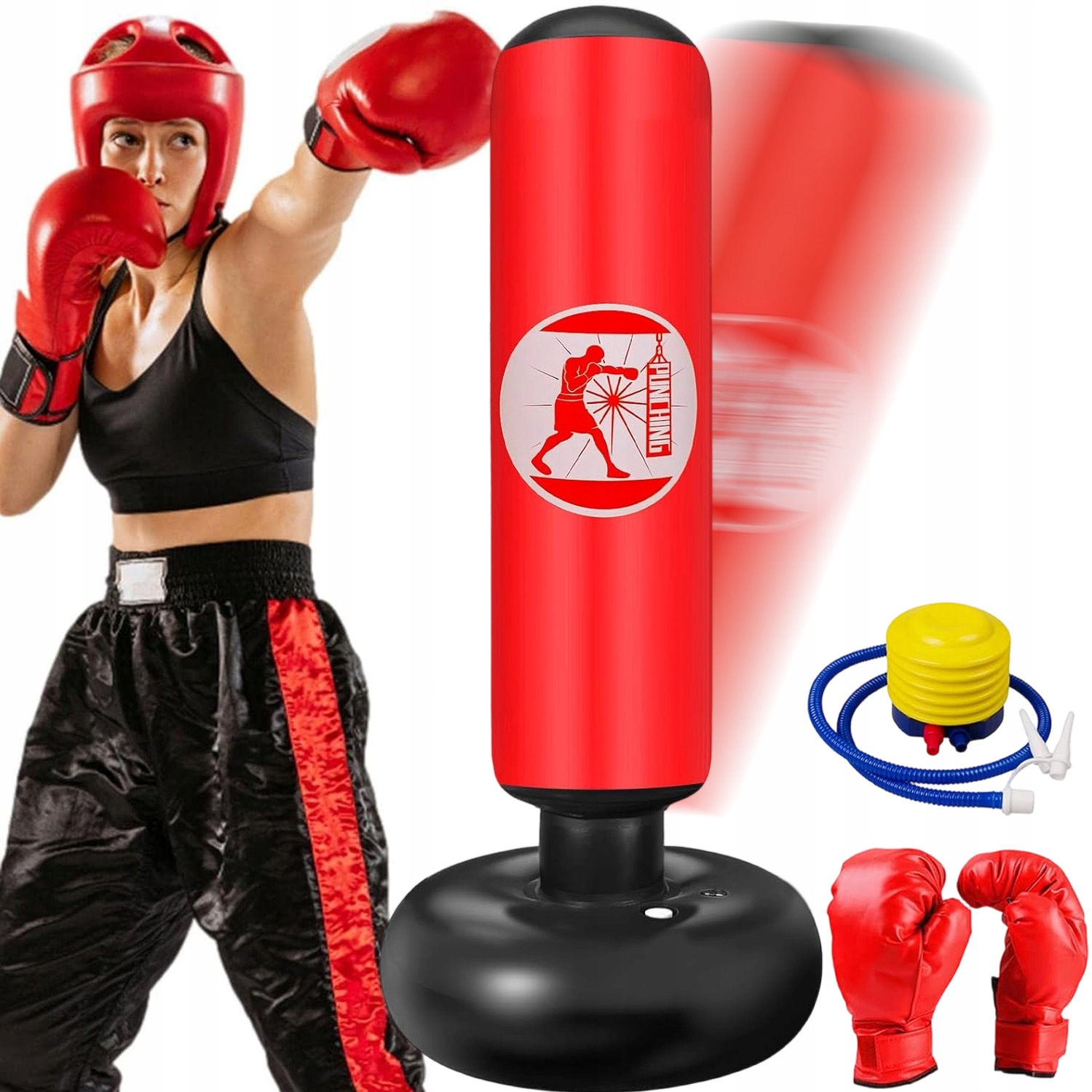 nafukovací boxovací pytel volně stojící tréninkový karate 160 cm s rukavicemi