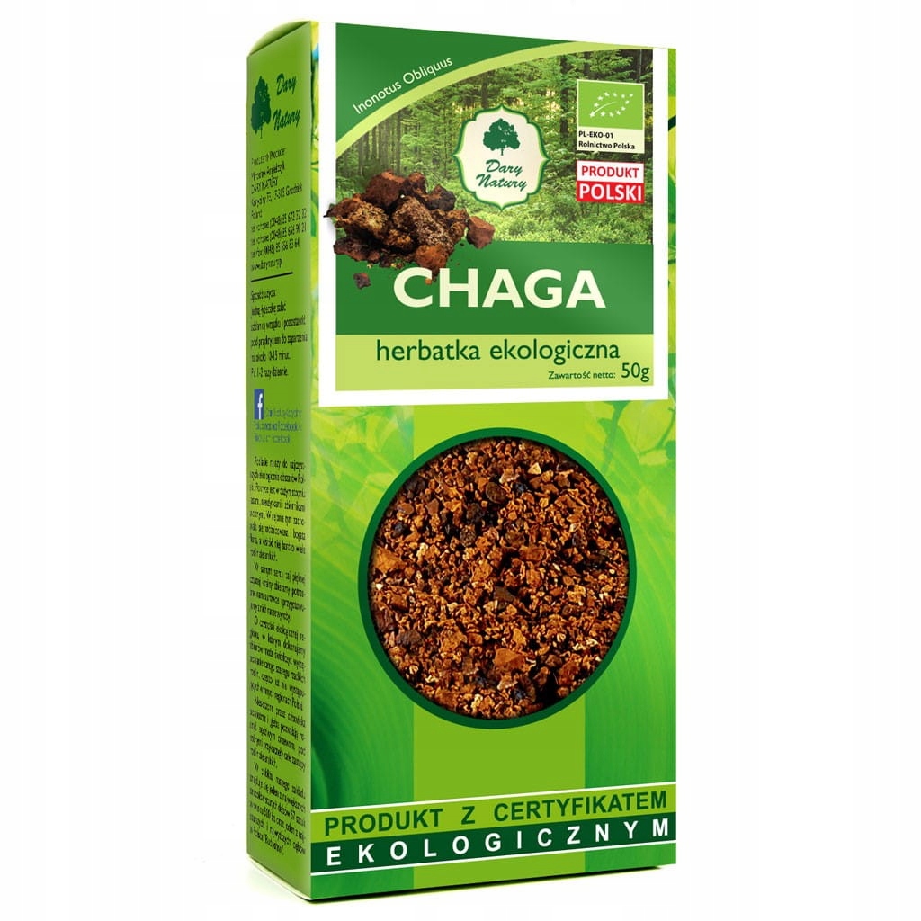 

Chaga (czarny guz brzozy) Eko 50g Dary Natury