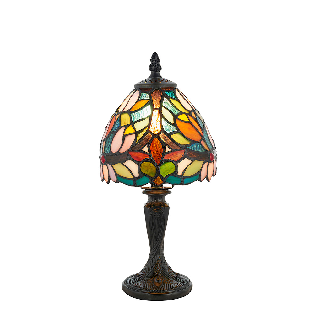 Tiffany Stolová vitrážová lampa Art Deco Sylvette 1xE14 40W