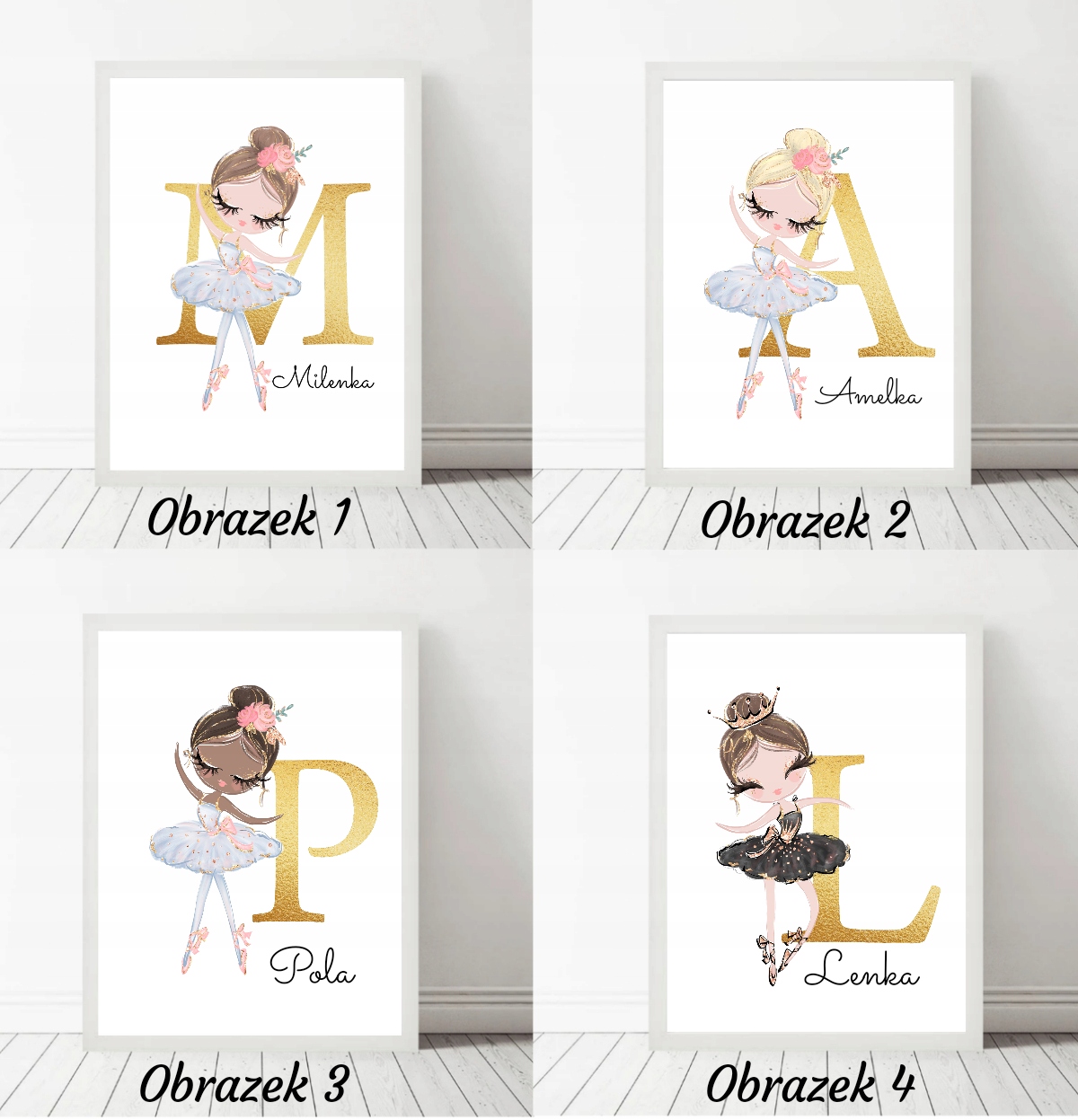 Plakat z imieniem, Balerina, A4 ramka Bohater brak