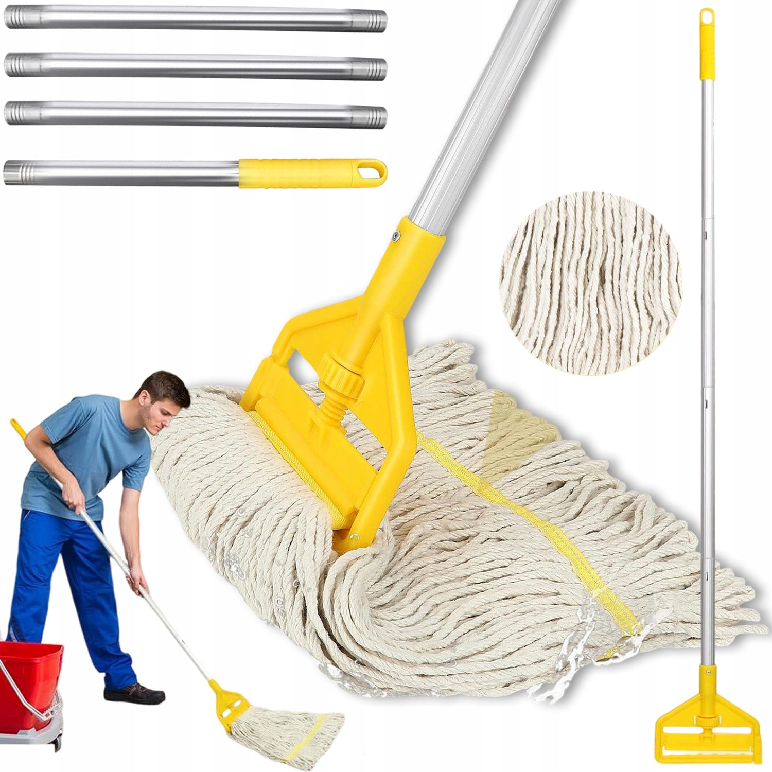 Levně Absorpční Podlahový Mop Účinný, Trvanlivá Délka 147 CM Pro Domácnost