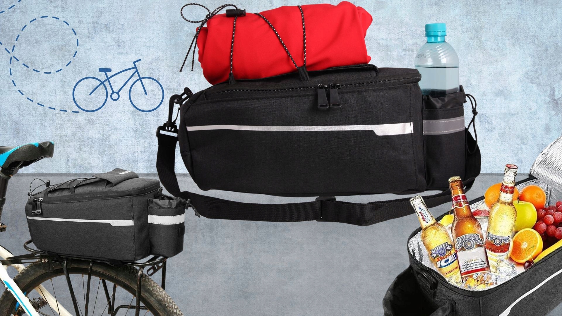 TORBA NA BAGAŻNIK RAMIĘ ROWER SAKWA ROWEROWA Pojemność 9 l