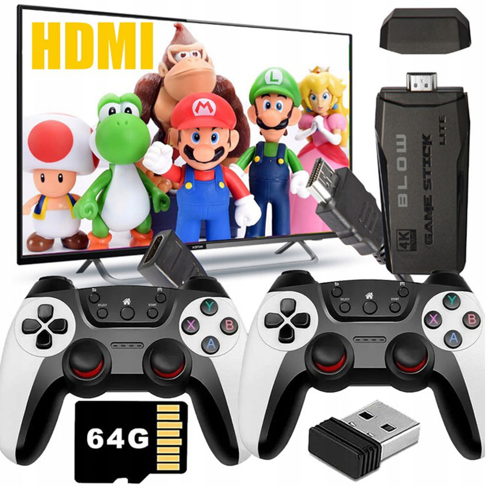 Konsola Retro Gra Telewizyjna Hdmi 8 Emulatorów 30000 Gier 2 Pady 64GB