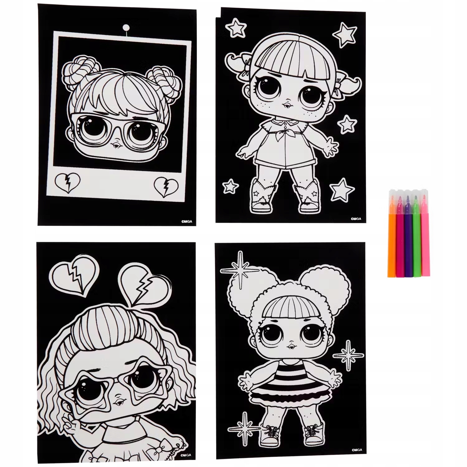 KOLOROWANKA WELUROWA L.O.L. SURPRISE 4 OBRAZKI A5 + FLAMASTRY EAN (GTIN) 4027002049482