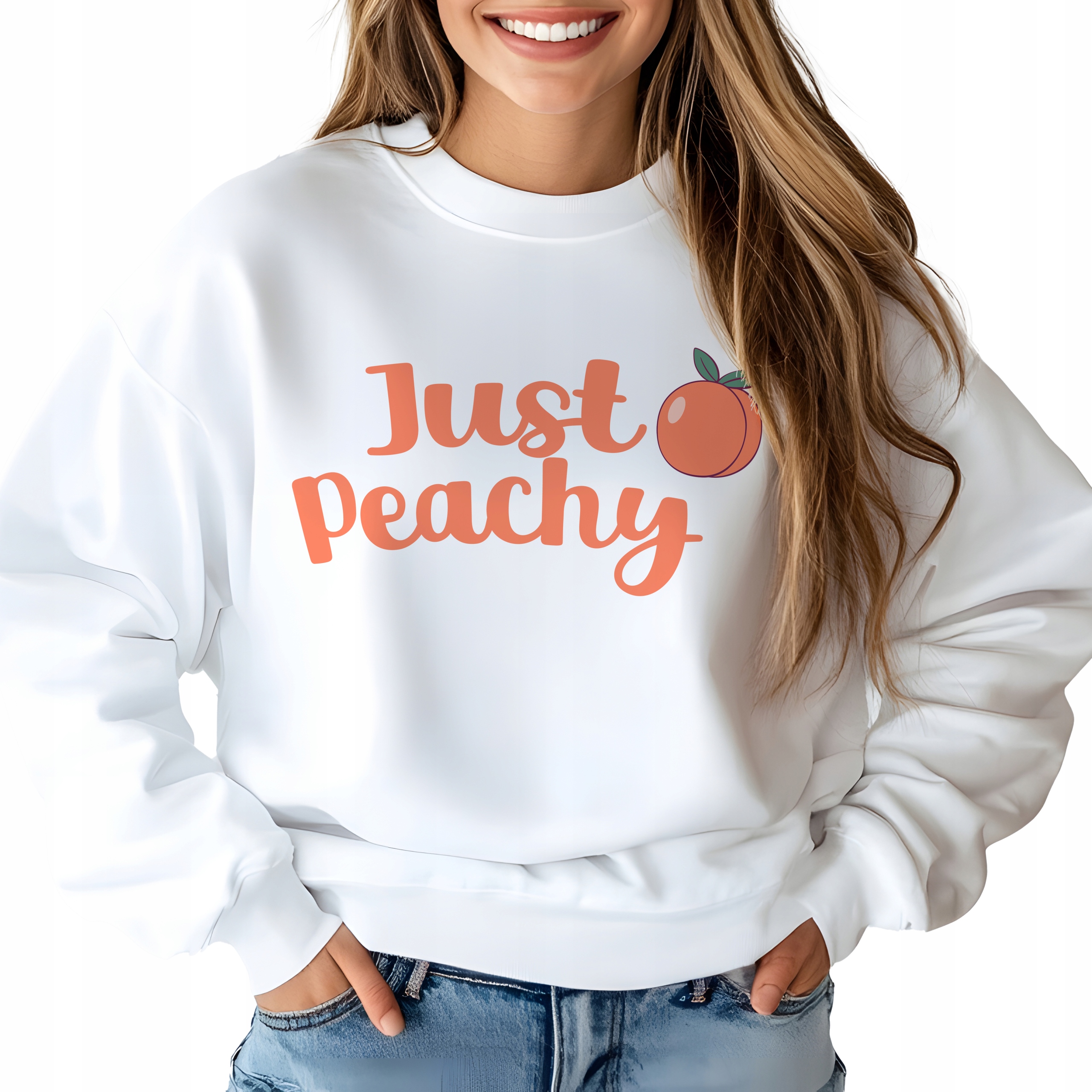 Mikina Dámská Bílá Peachy Just Broskve Stylové Vzory Velikost M