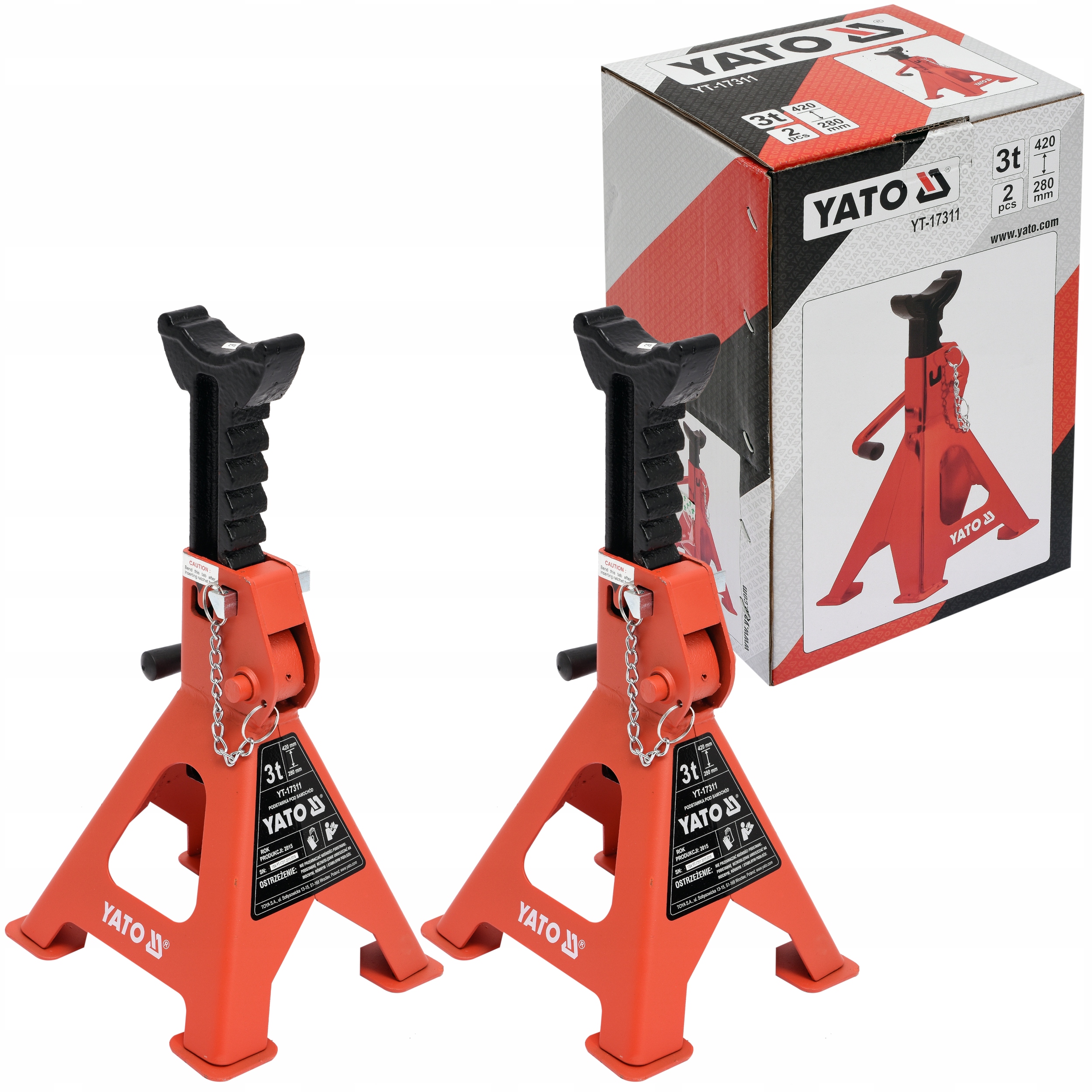 Yato Podstawki Podpórki Warsztatowe Kobyłki Samochodowe 3T 2szt. 280-420 mm