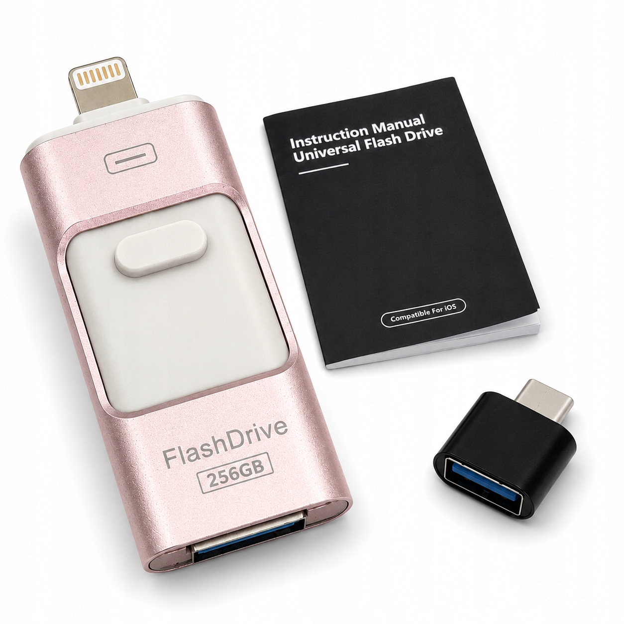 Pendrive 256GB 4w1 Przenośny Do Telefonu Usb Usb-c Lightning Adapter Pamięć
