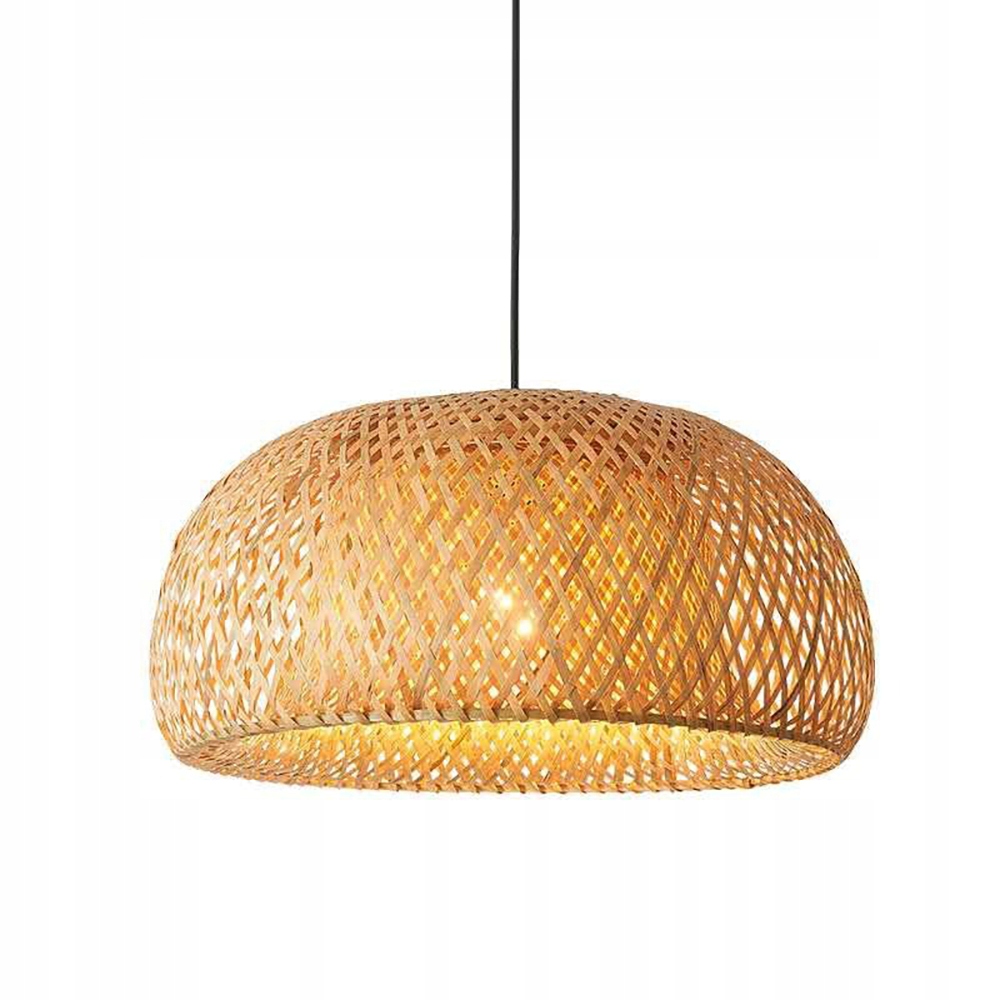 Závesná Bambusová Lampa E27 Boho Pletená 60 cm