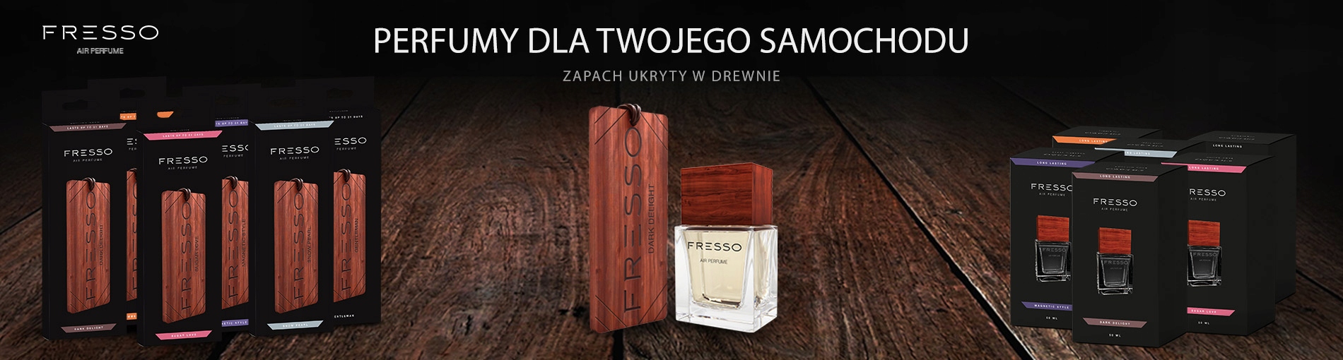 FRESSO DARK DELIGHT ZAWIESZKA PERFUMY SAMOCHODOWE ZAPACH DO SAMOCHODU AUTA Waga produktu z opakowaniem jednostkowym 0.2 kg