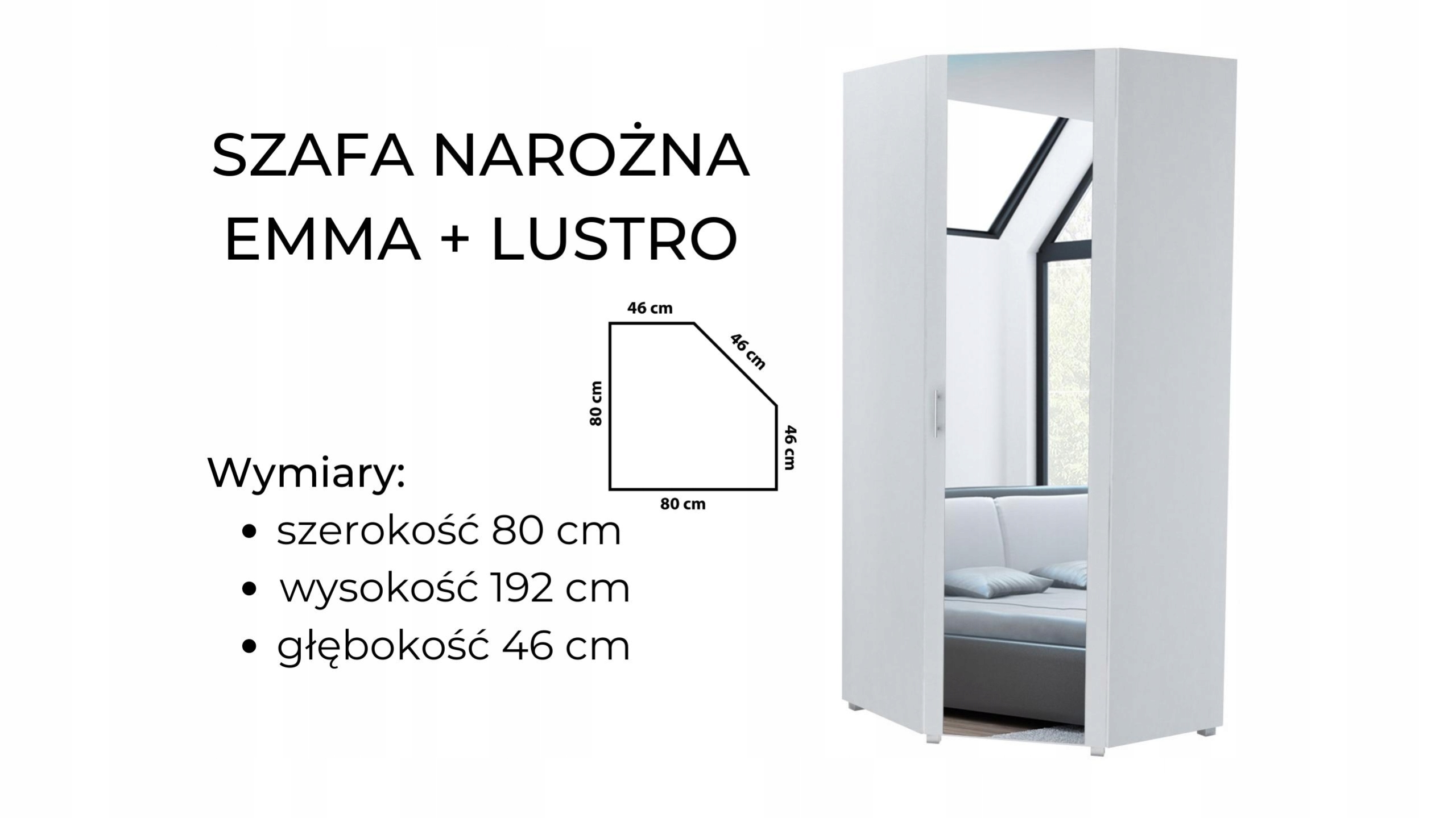 SZAFA NAROŻNA EMMA + LUSTRO 80 cm - BIAŁA Marka Wersso Meble