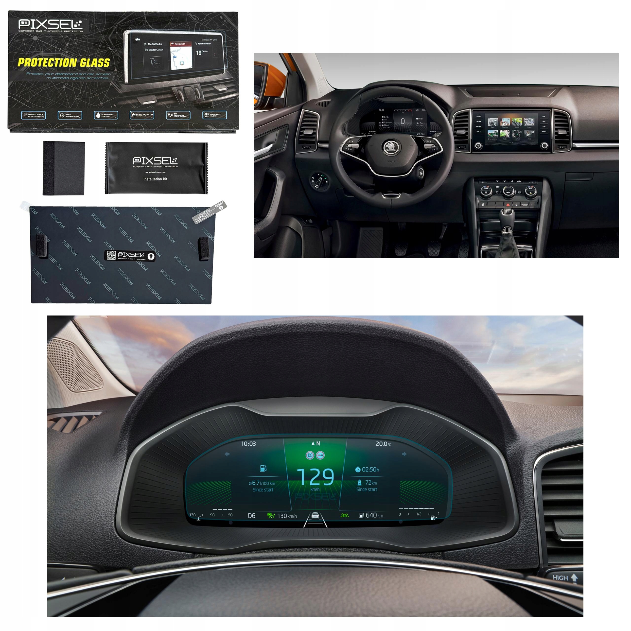 Antyodciskowe Matowe Szkło Ochronne Skoda KAROQ-12.6“ 2022-