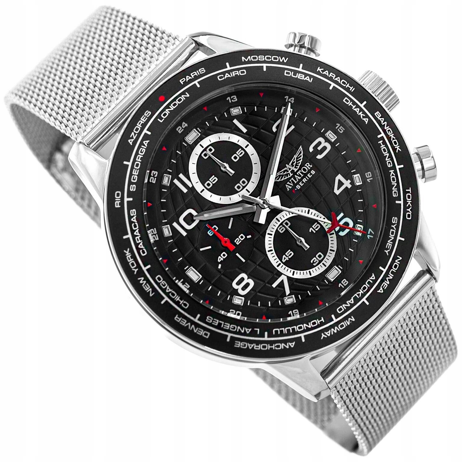 Pánské Hodinky Aviator AVW79886G407 F-series Mesh Náramek S Chronografem