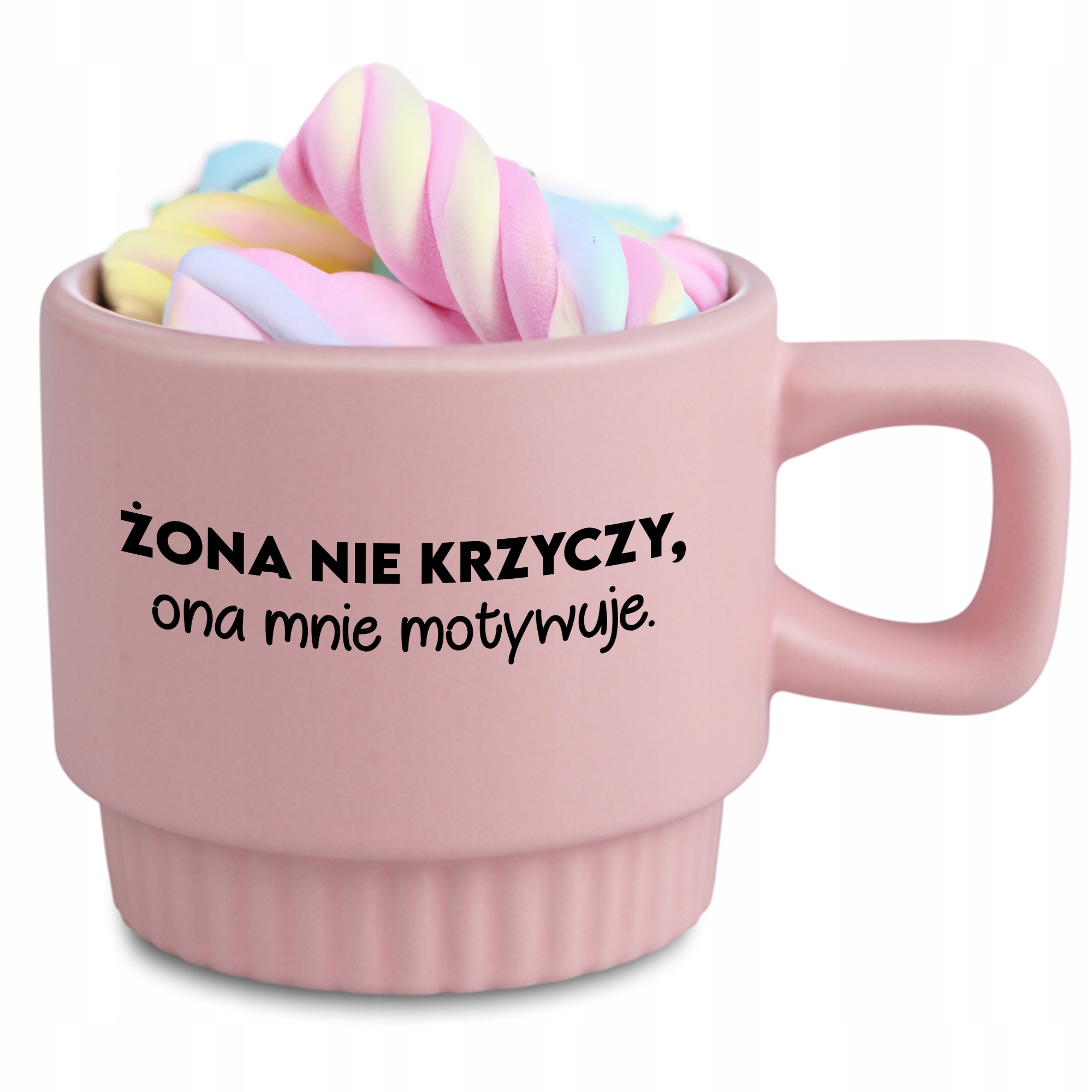 Hrnček Ryhovaný Ružový Na Každú Príležitosť, Manželka Nekričí, Motivuje Roztomilé
