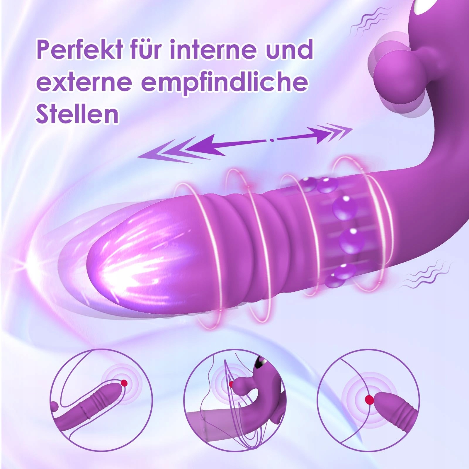DILDO VIBRATOR DLA KOBIET G PUNKT KLITORIS 10 FUNKCJI WIBRACJI TELESCOP — miniatura 4