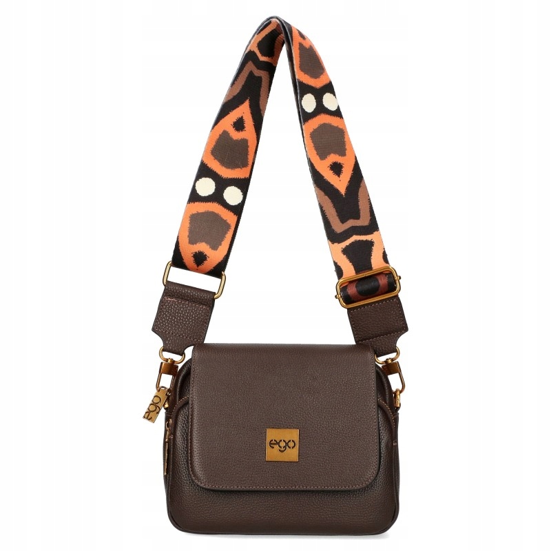 Torebka Damska Ego Brązowa Skóra Naturalna Dwa Paski Na Ramię ECS0028IN