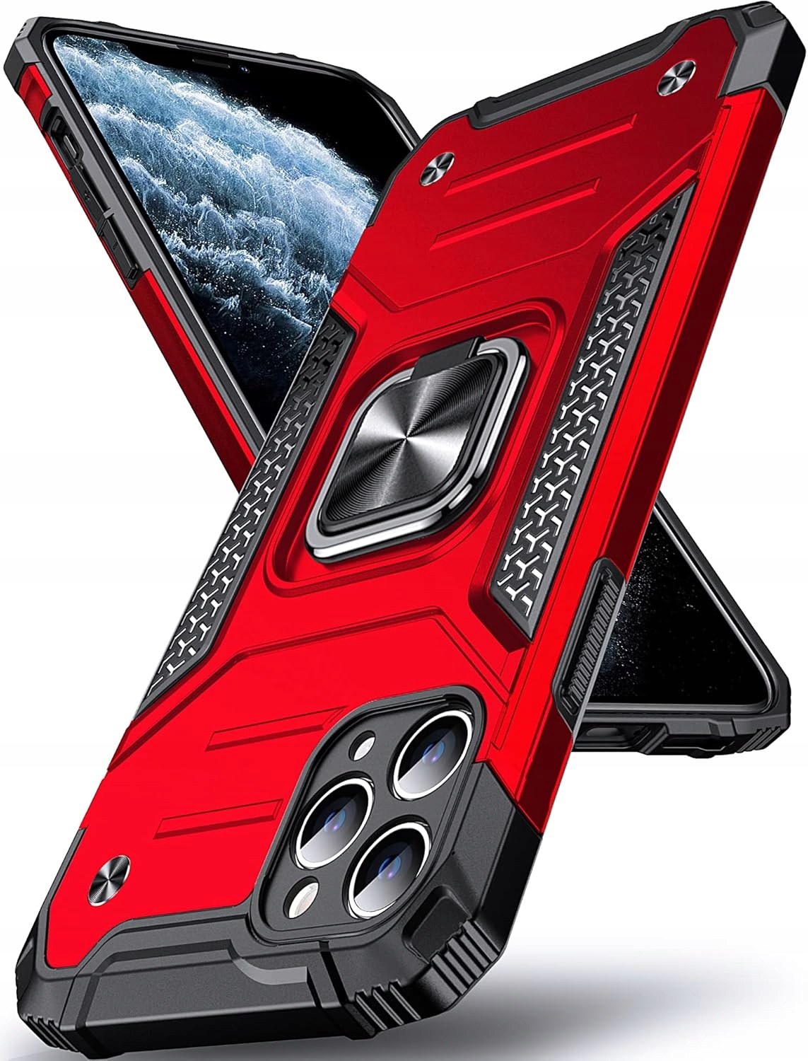 Etui Ochronne Armor Ring iPhone 12 12 Pro Pancerne Czerwony